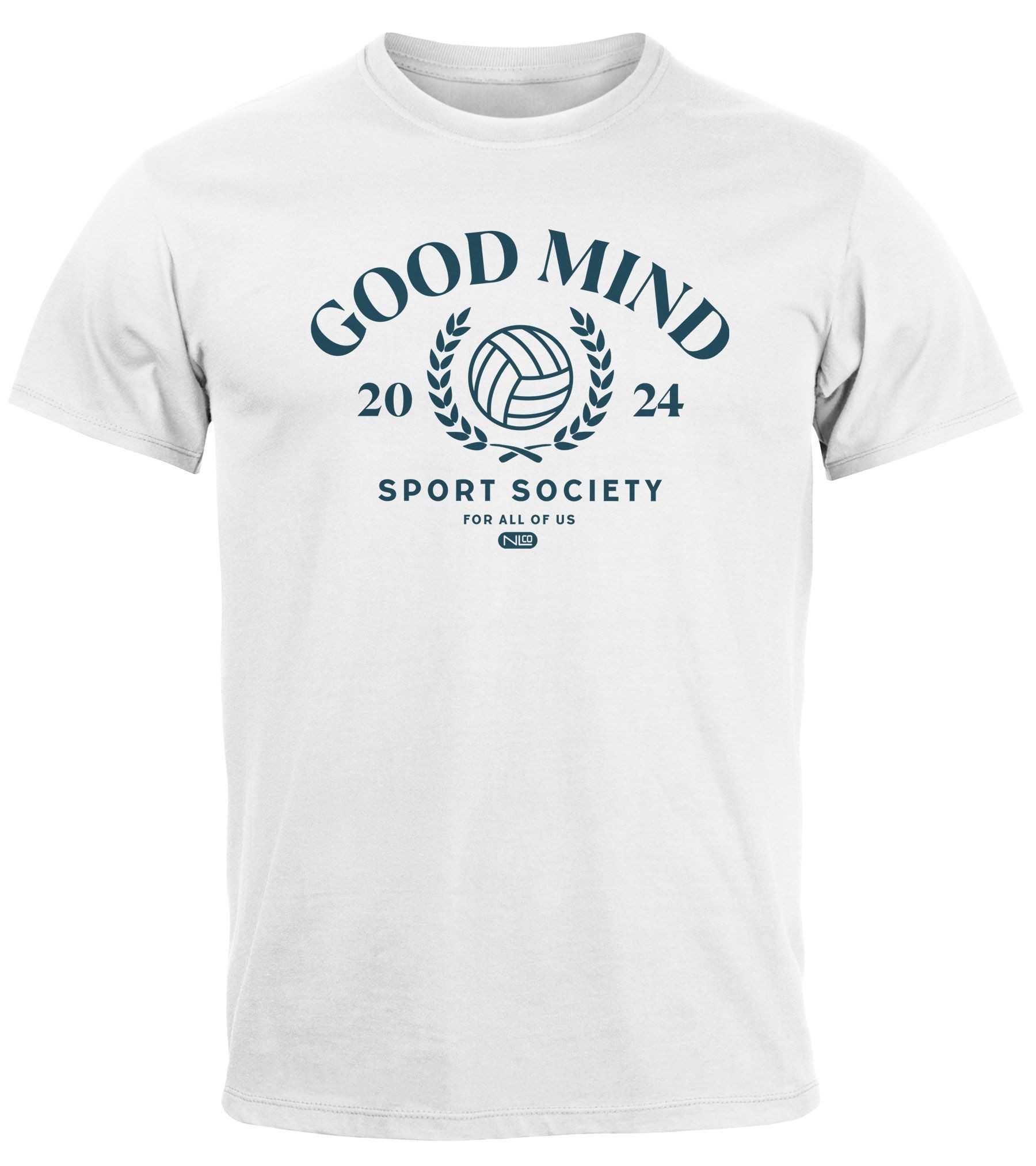 Neverless Print-Shirt Herren T-Shirt Sport Volleyball Grafik Good Mind Sport Society mit Print
