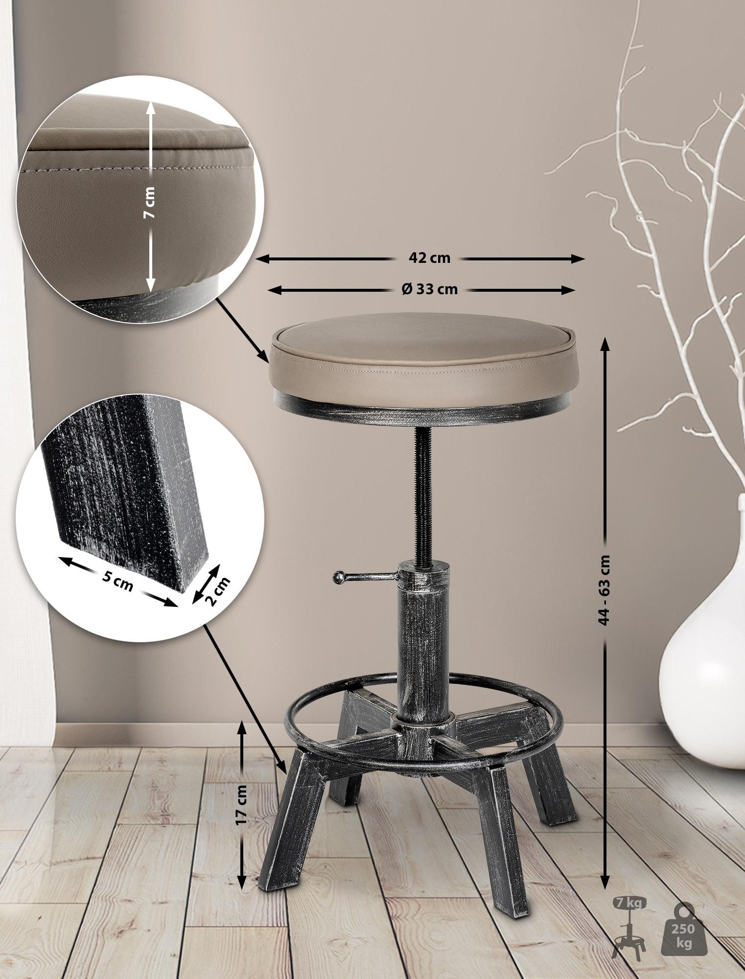 CLP Sitzhocker Destin, im Industrial Design, mit Kunstlederbezug günstig online kaufen