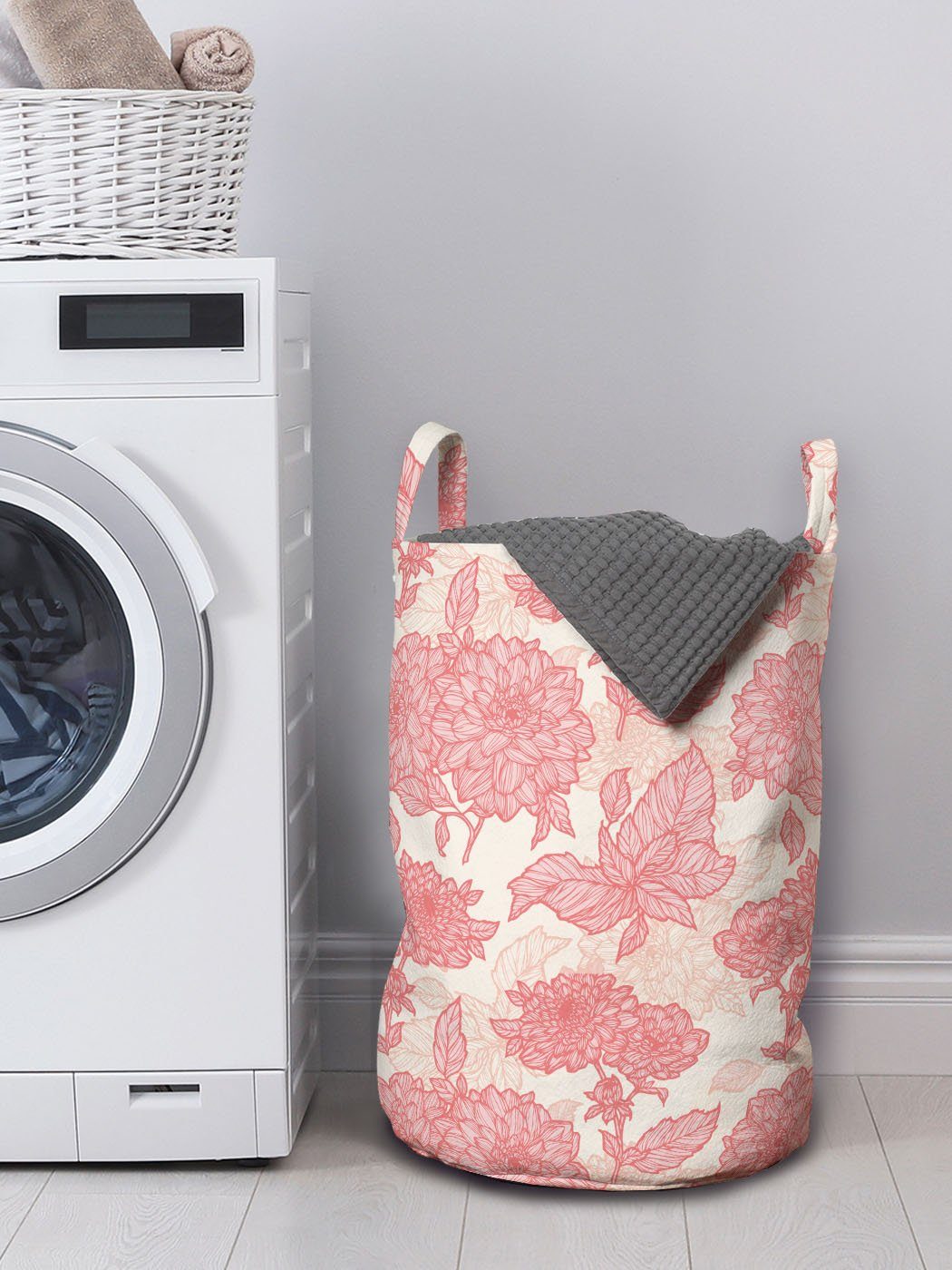 Kordelzugverschluss Wäschesäckchen mit Abakuhaus Blätter Rosa für Griffen Romantik Wäschekorb Blumen Waschsalons, und