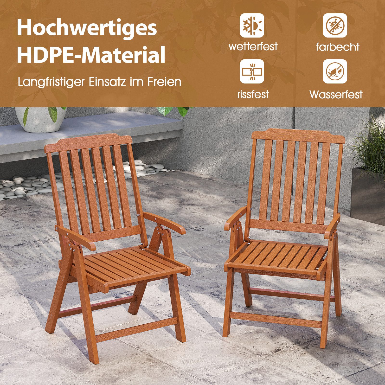 COSTWAY Klappstuhl, Gartenstuhl mit hochlehner, bis günstig online kaufen