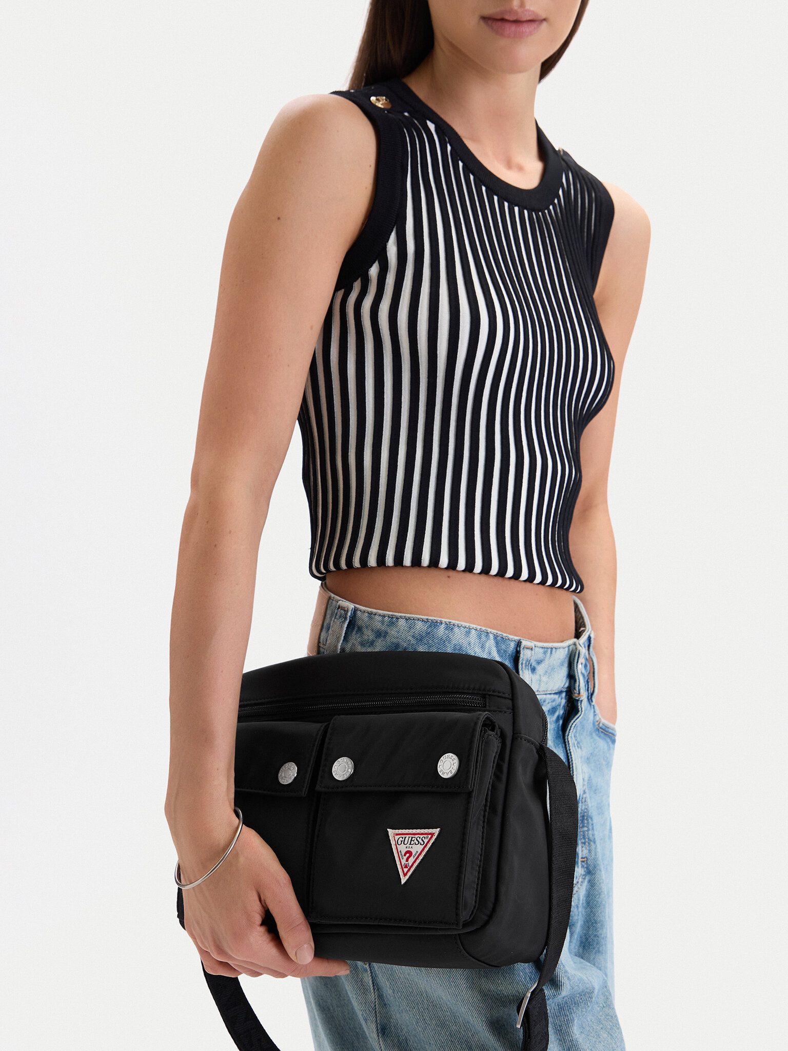 GUESS JEANS Handtasche Guess Jeans Damenhandtasche Schwarz GUESS JEANS-CWBE günstig online kaufen