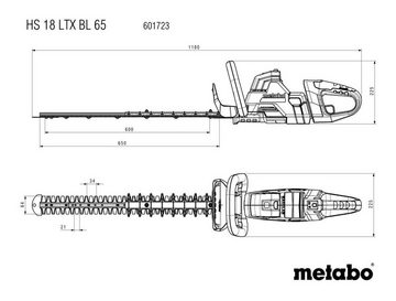 metabo Akku-Heckenschere HS 18 LTX BL 65, Ohne Akku