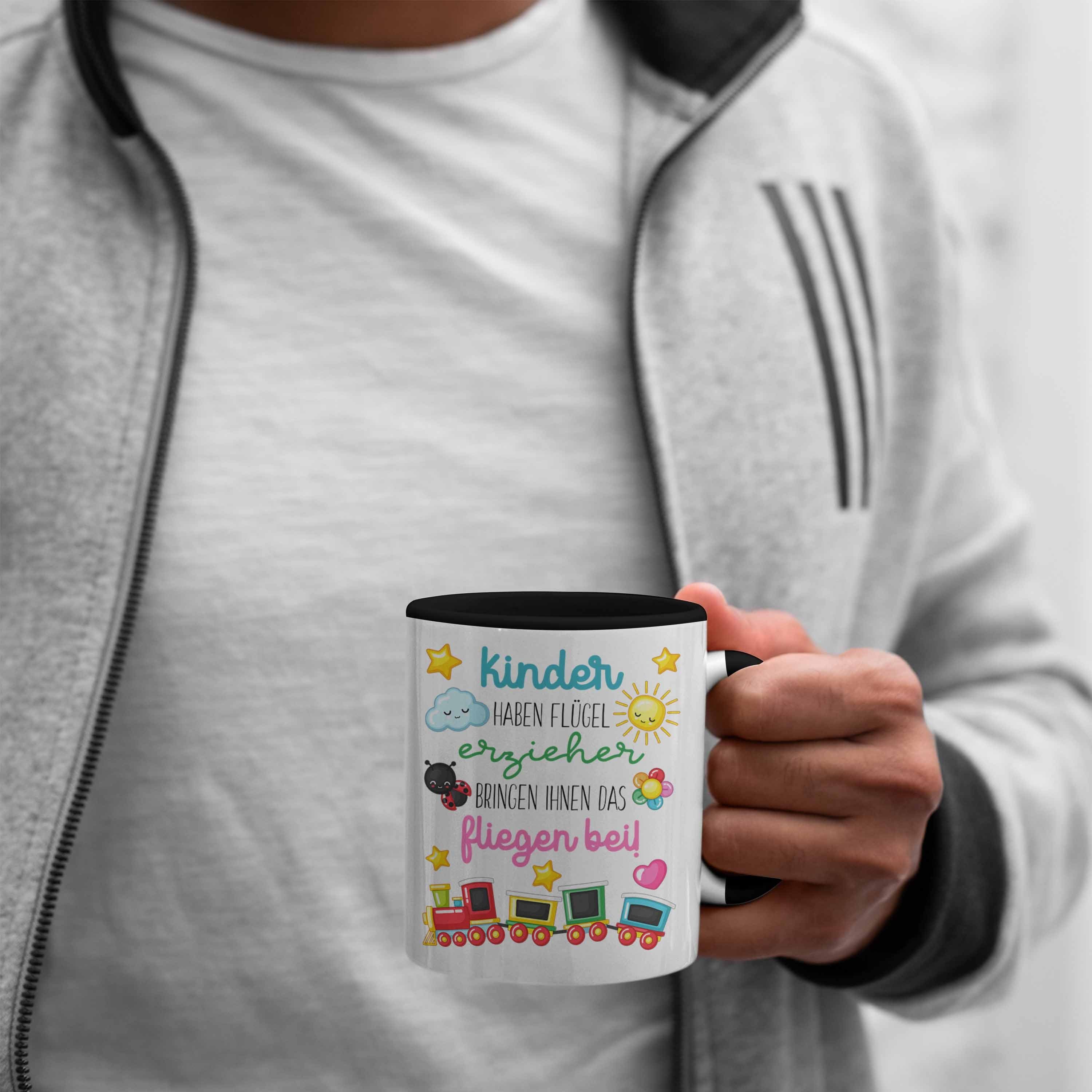 Schwarz Danke Abschiedsgeschenk - Trendation Beste Tasse Flügel Spruch Kindergärtnerin Trendation Dankeschön Tasse Erzieherin Geschenk