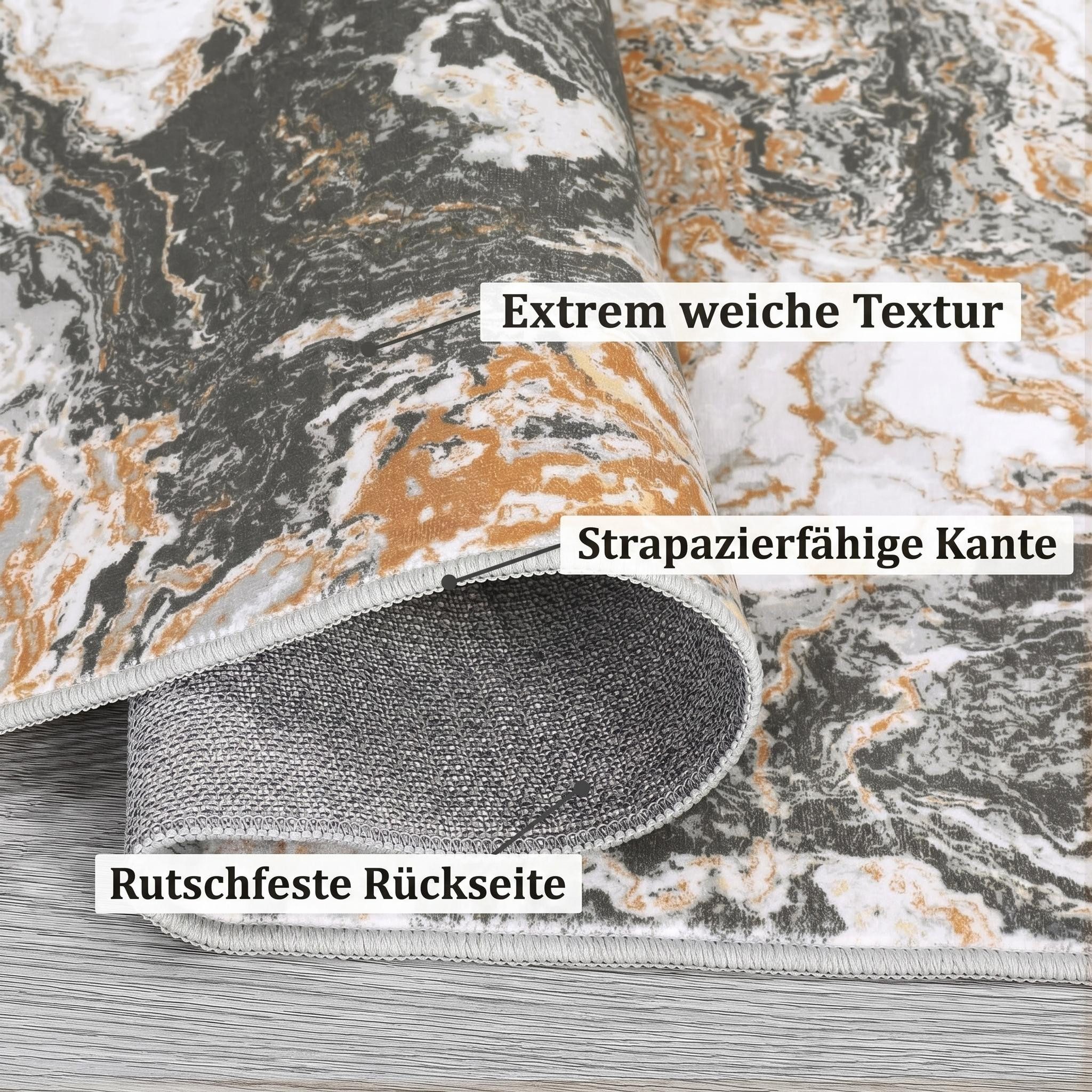 GarveeMore Teppich mit abstraktem Muster für Wohnzimmer & Schlafzimmer & Flur, rechteckig, Höhe: 7 mm, faltbar, waschmaschinengeeignet, Anti-Rutsch-Unterseite – Bild 5 von 5