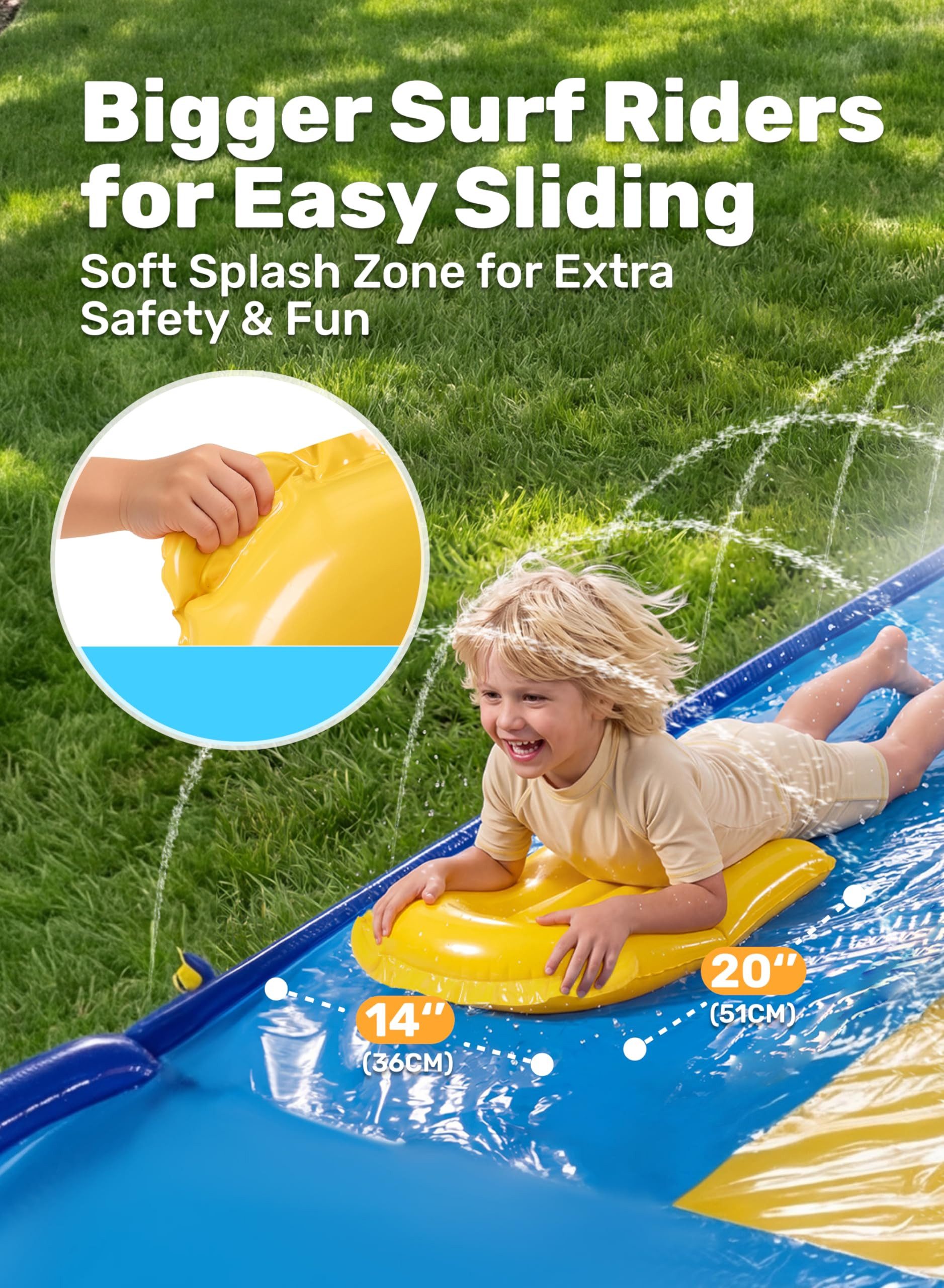 sloosh Wasserrutsche SLOOSH 22,5ft/685,8cm Dreispurige Wasserrutsche mit 3 Bodyboards