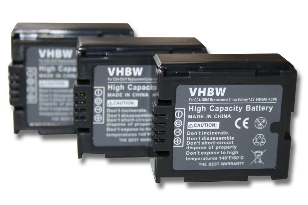 vhbw kompatibel mit Panasonic VDR-M55, VDR-M70, VDR-M75, VDR-M95 Kamera-Akku Li-Ion 600 mAh (7,2 V)