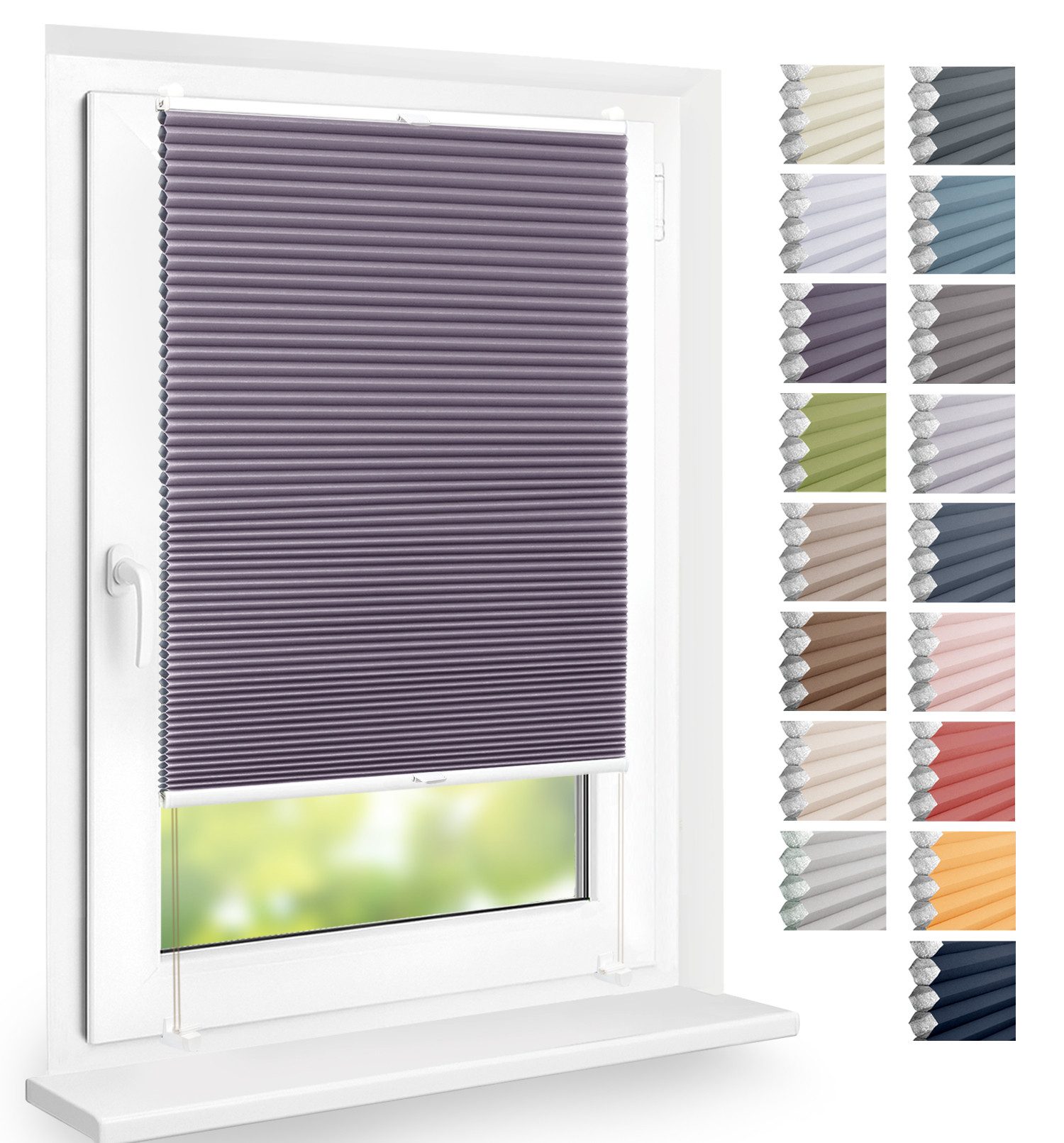 DomDeco Wabenplissee Thermo Plissee ohne Bohren - Hitzeschutz, Verdunkelung, verspannt, abdunkelnd, Klemmfix, stufenlos, kälteschutz, modernes Fensterplissee