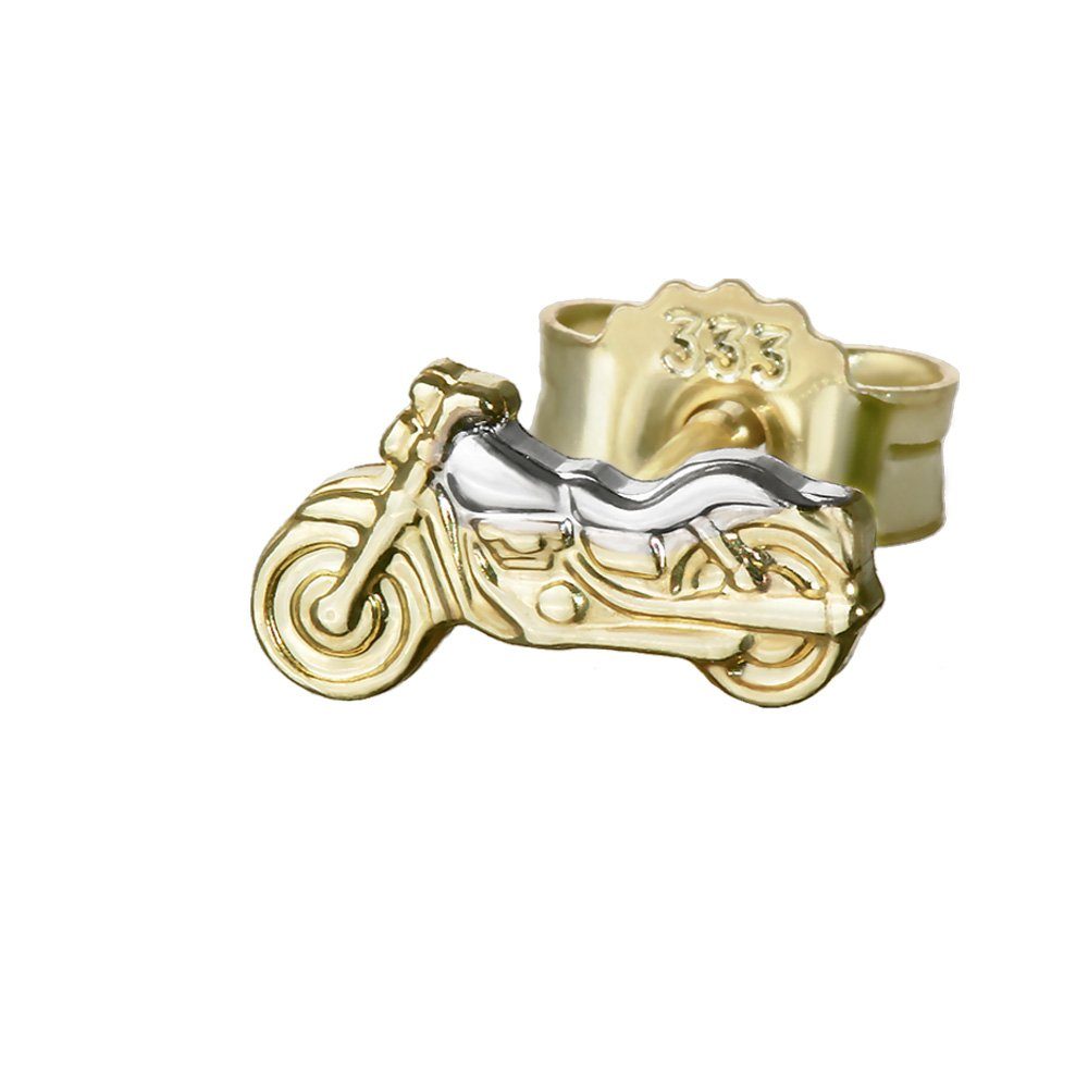 Single-Ohrstecker Einzel Kleine Motorrad 333er Gold 8 Karat Ohrsteck