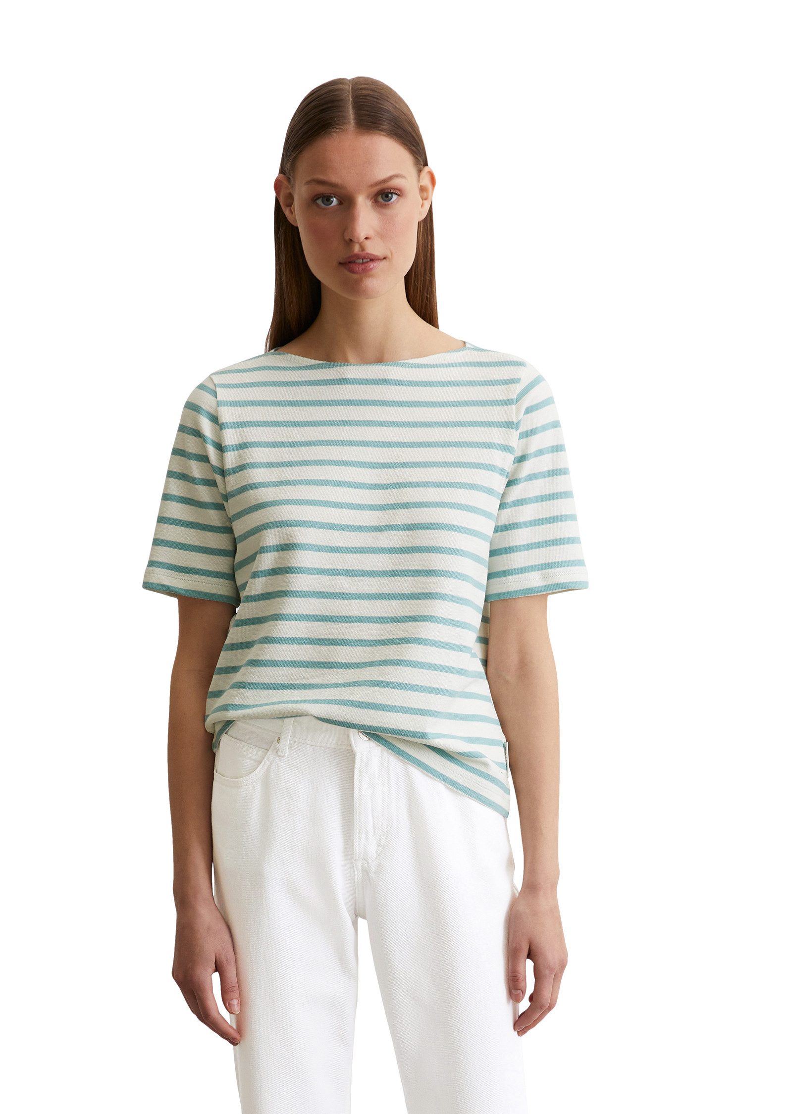 Marc O'Polo T-Shirt geringelt, U-Boot-Ausschnitt, gerade günstig online kaufen