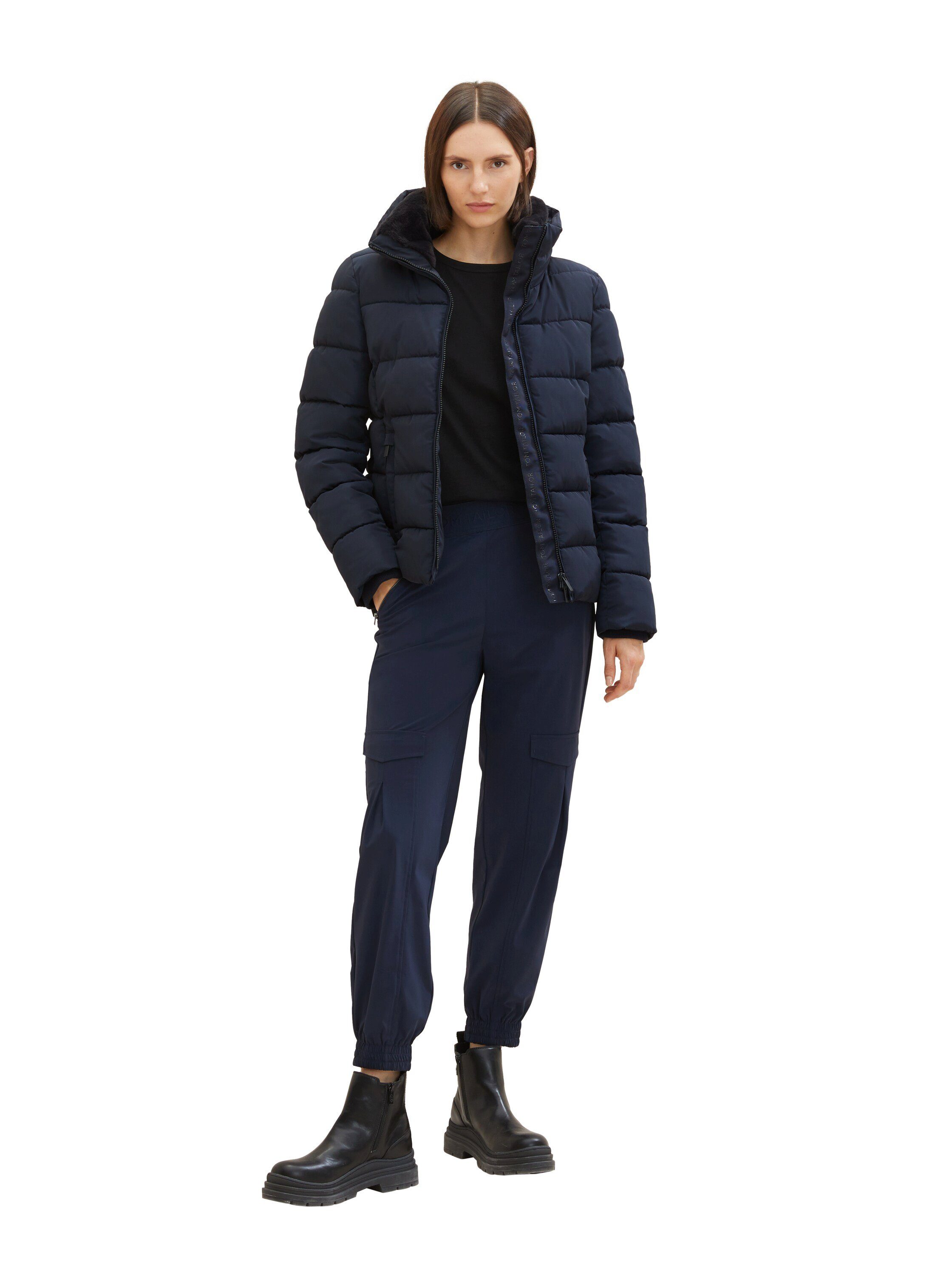 TOM TAILOR Steppjacke mit sky Kunstfellbesatz blue captain