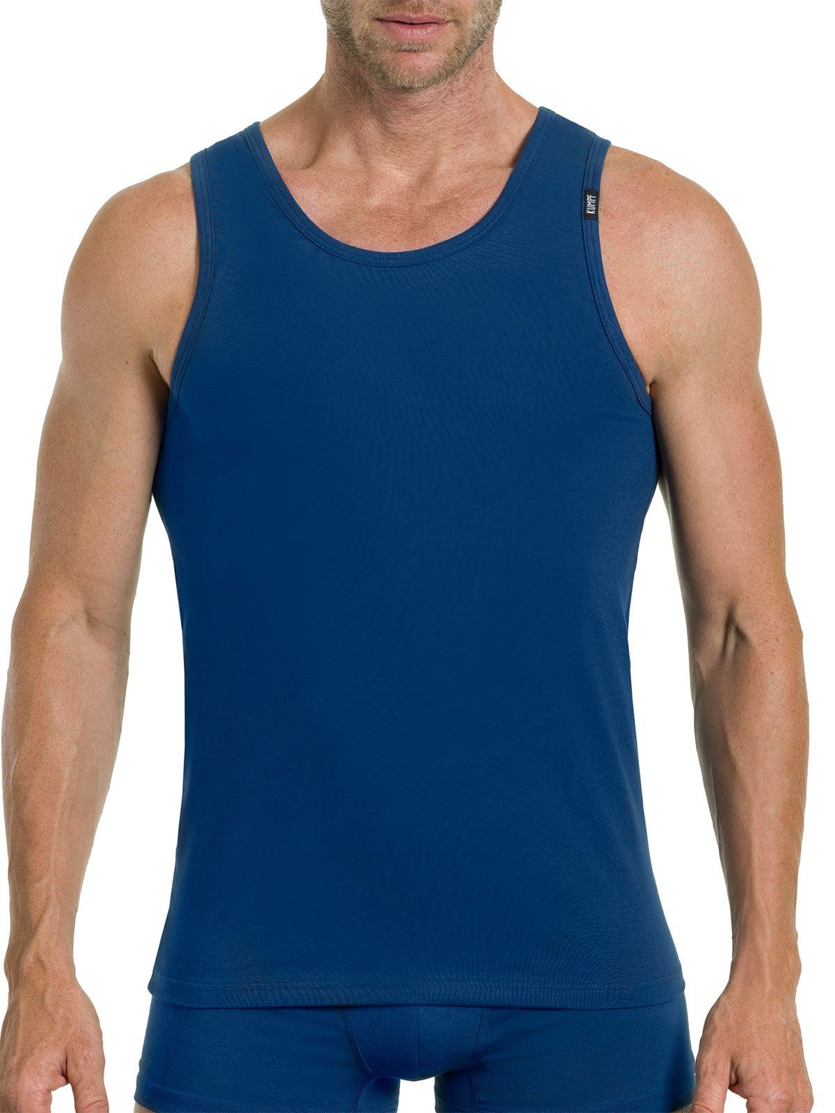 (Spar-Set, Sparpack KUMPF Bio 2-St) Unterhemd schwarz Achselhemd Markenqualität hohe Cotton Herren darkblue 2er