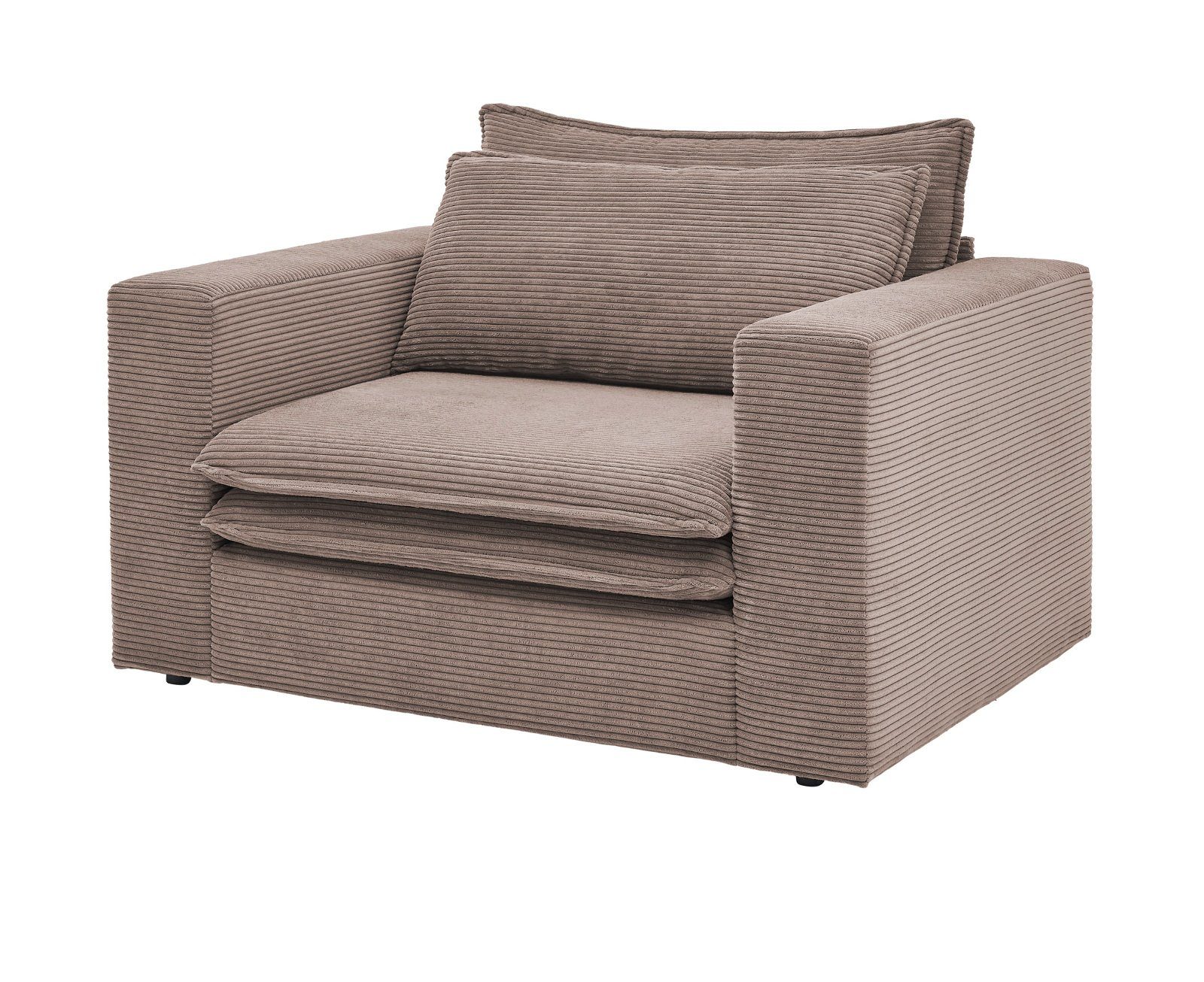 Furn.Design Loveseat Pesaro (XXL Polstersessel mit Cordbezug, Breite 125 cm), wahlweise mit Hocker