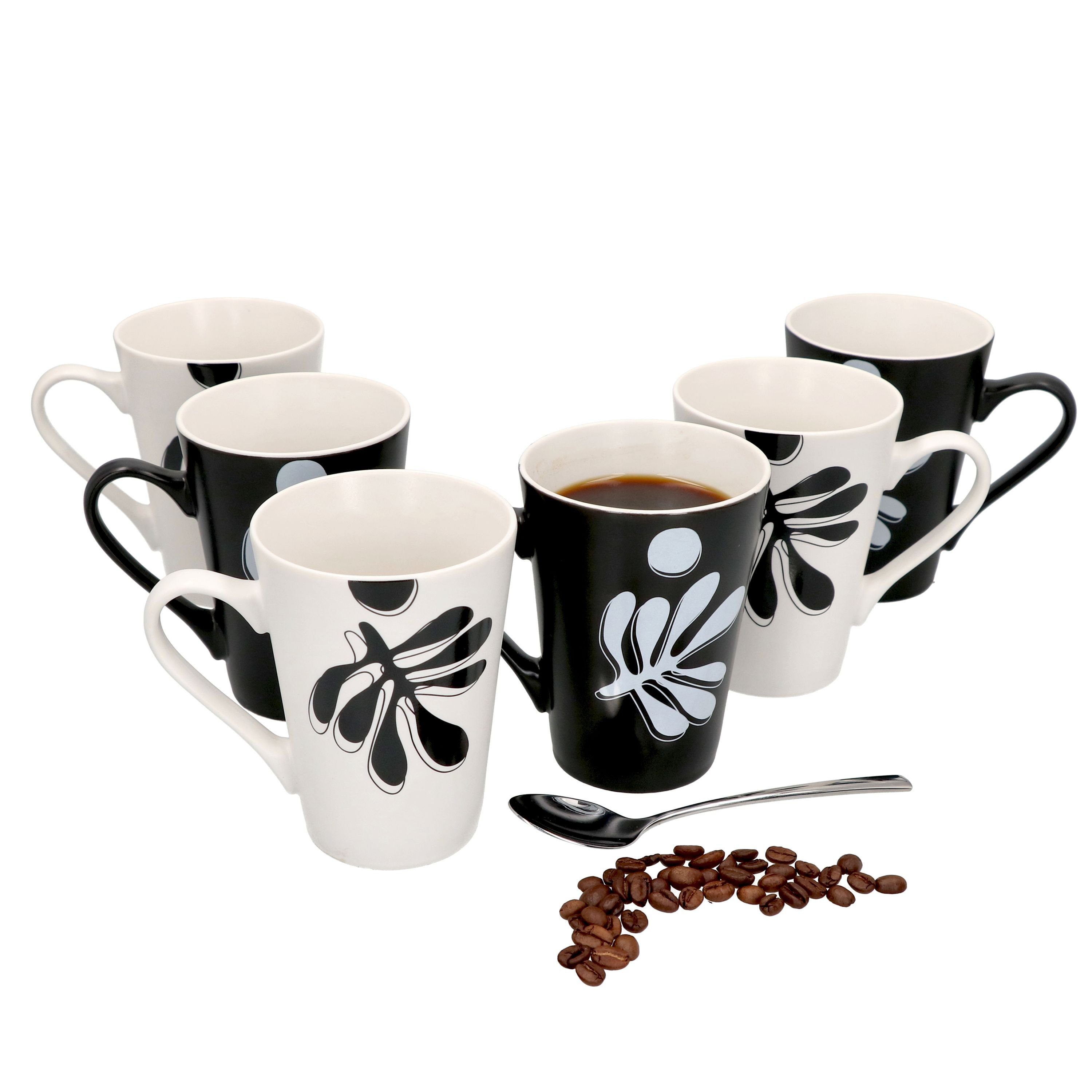 MamboCat Becher 6er Set Kaffeebecher Matty 250ml 3x schwarz & 3x weiß - 2016732