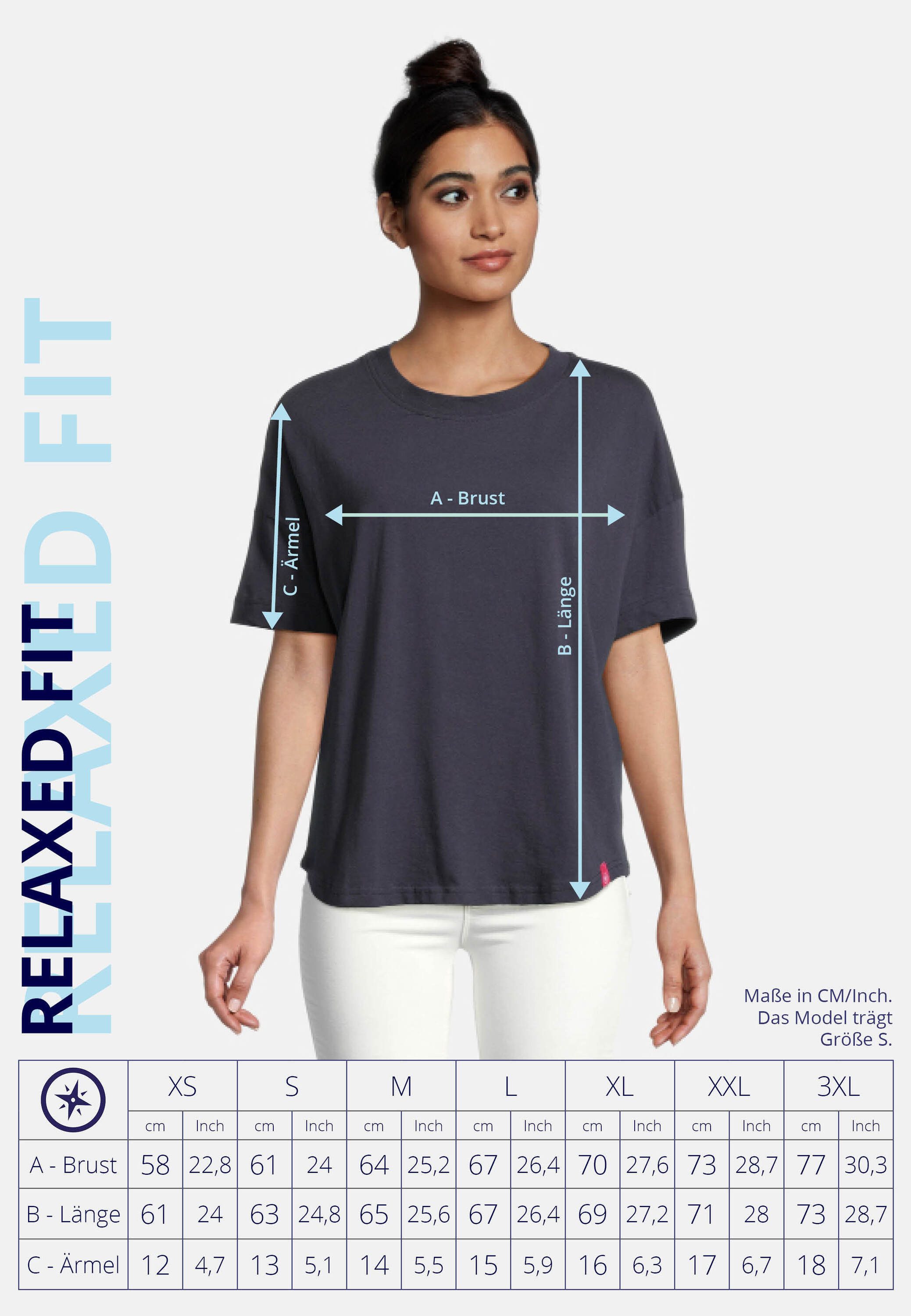 salzhaut T-Shirt LEEV Damen Oversized Endlich wieder Sommer! bequemes T-Shirt, Shirt, Top, Oberteil