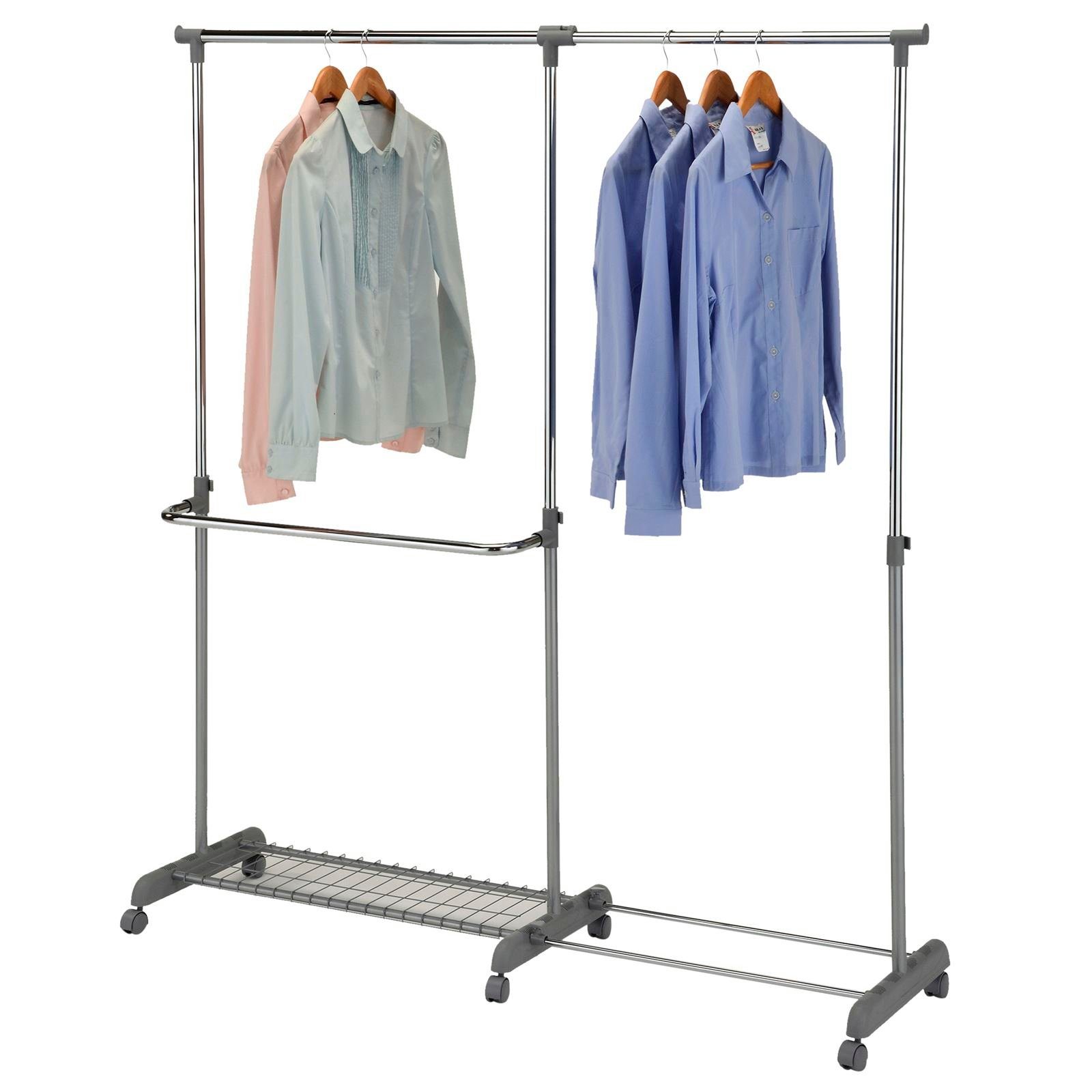 IDIMEX Garderobenständer MERAN, Garderobenwagen Kleiderständer Rollgarderobe höhenverstellbar grau/sil