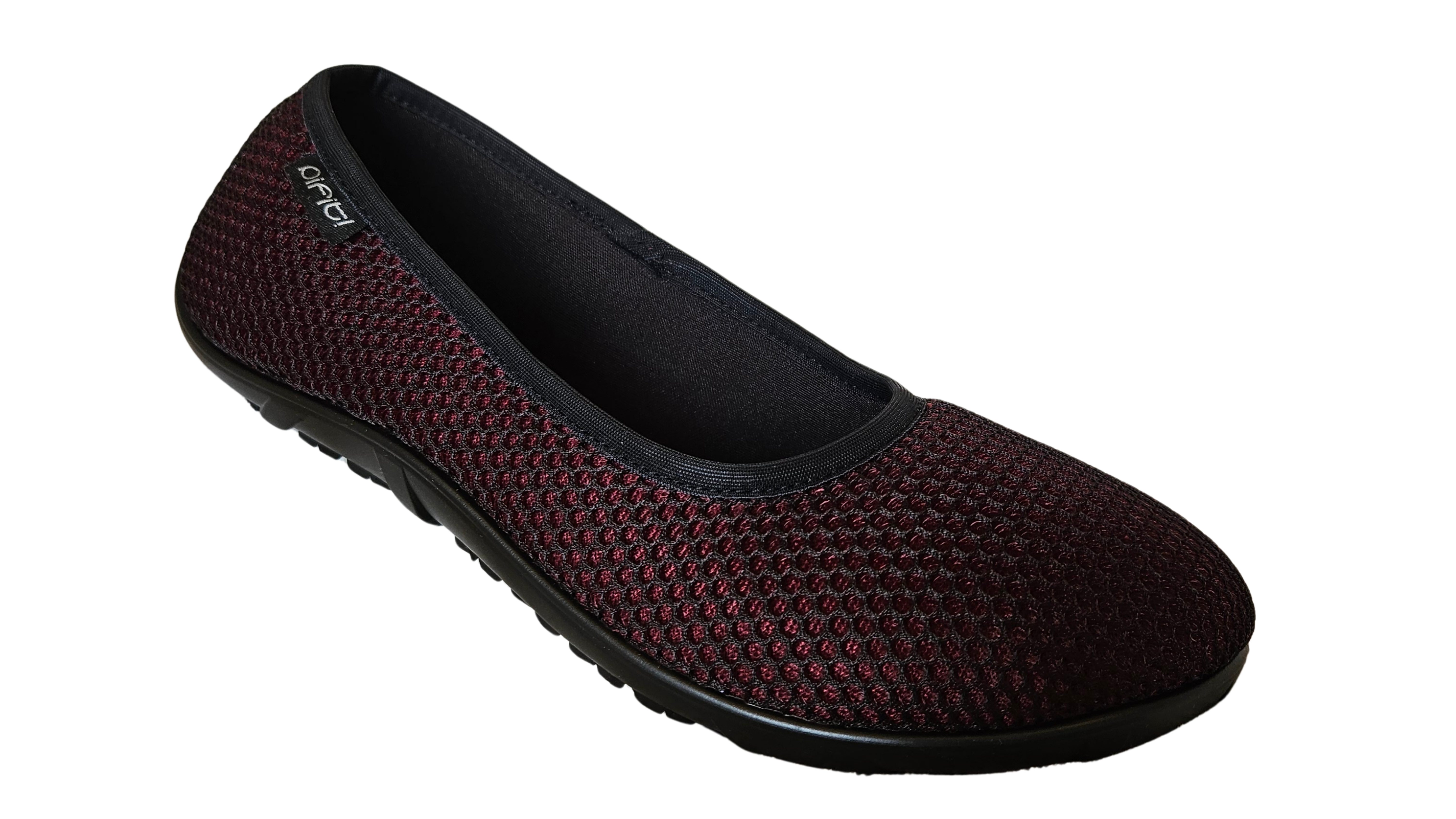 pifit! Ballerina "style", Stretch, Mesh, bordeaux, 32401-2 Barfußschuh ideal bei Hallux Valgus