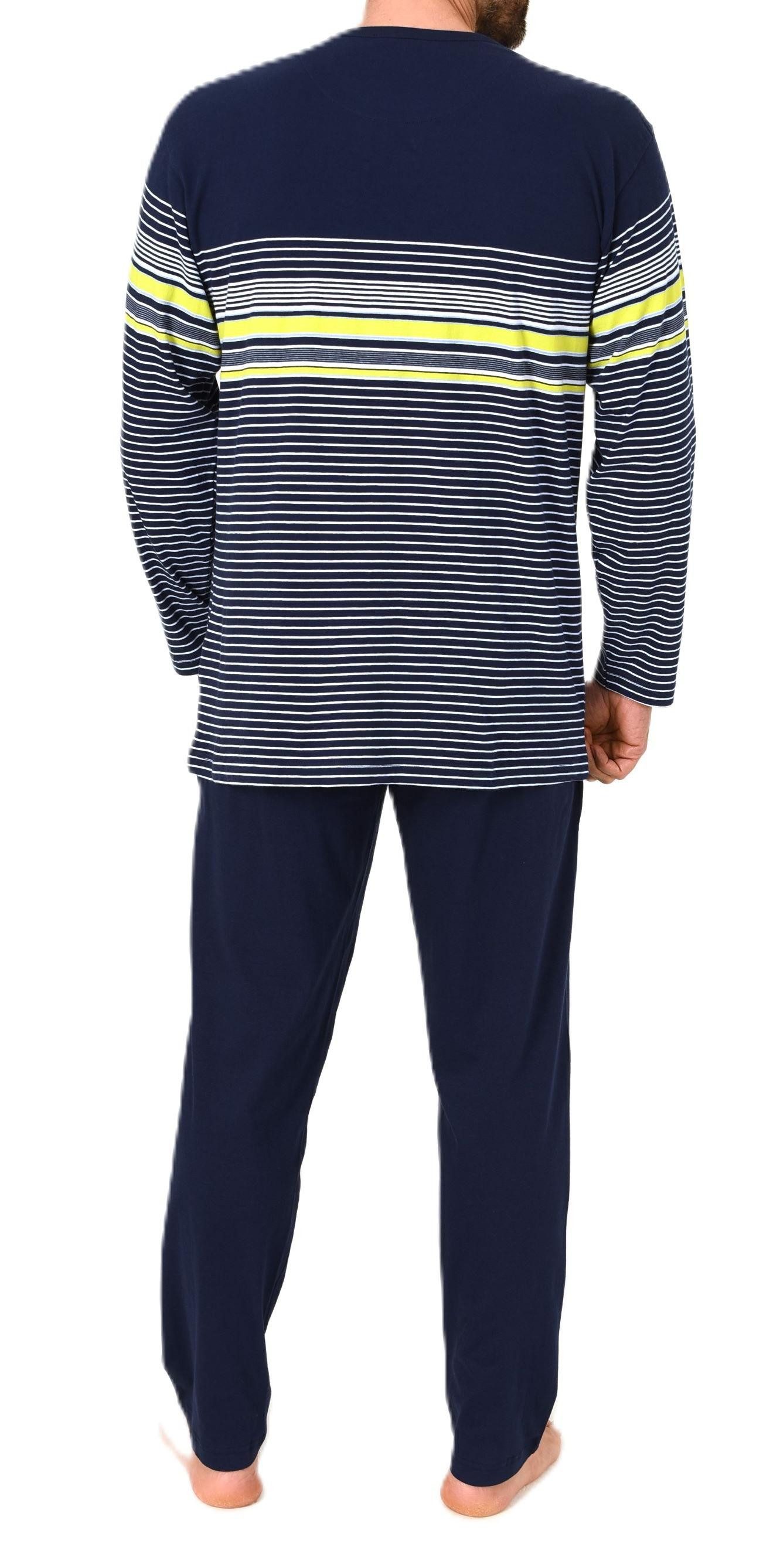 Normann Pyjama Normann Herren Schlafanzug Pyjama lang in eleganter Streifenoptik