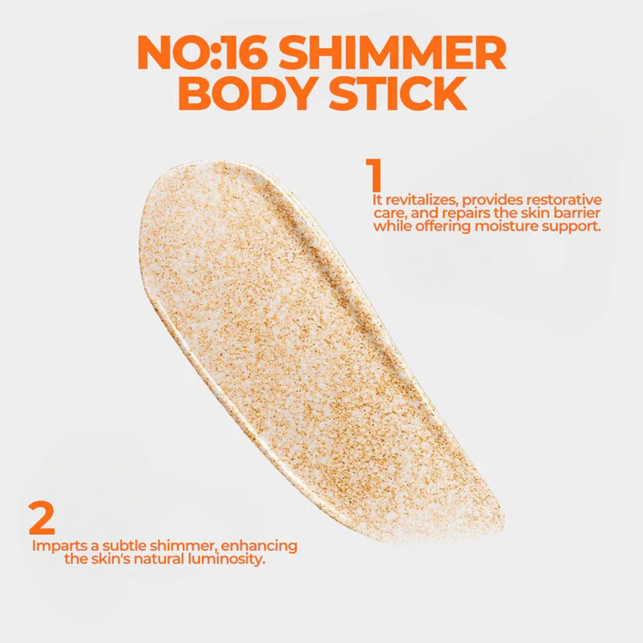 Sinoz Körperöl No:16 Shimmer Body Stick mit 16 Ölen & Perlpigmenten für Golden Glow
