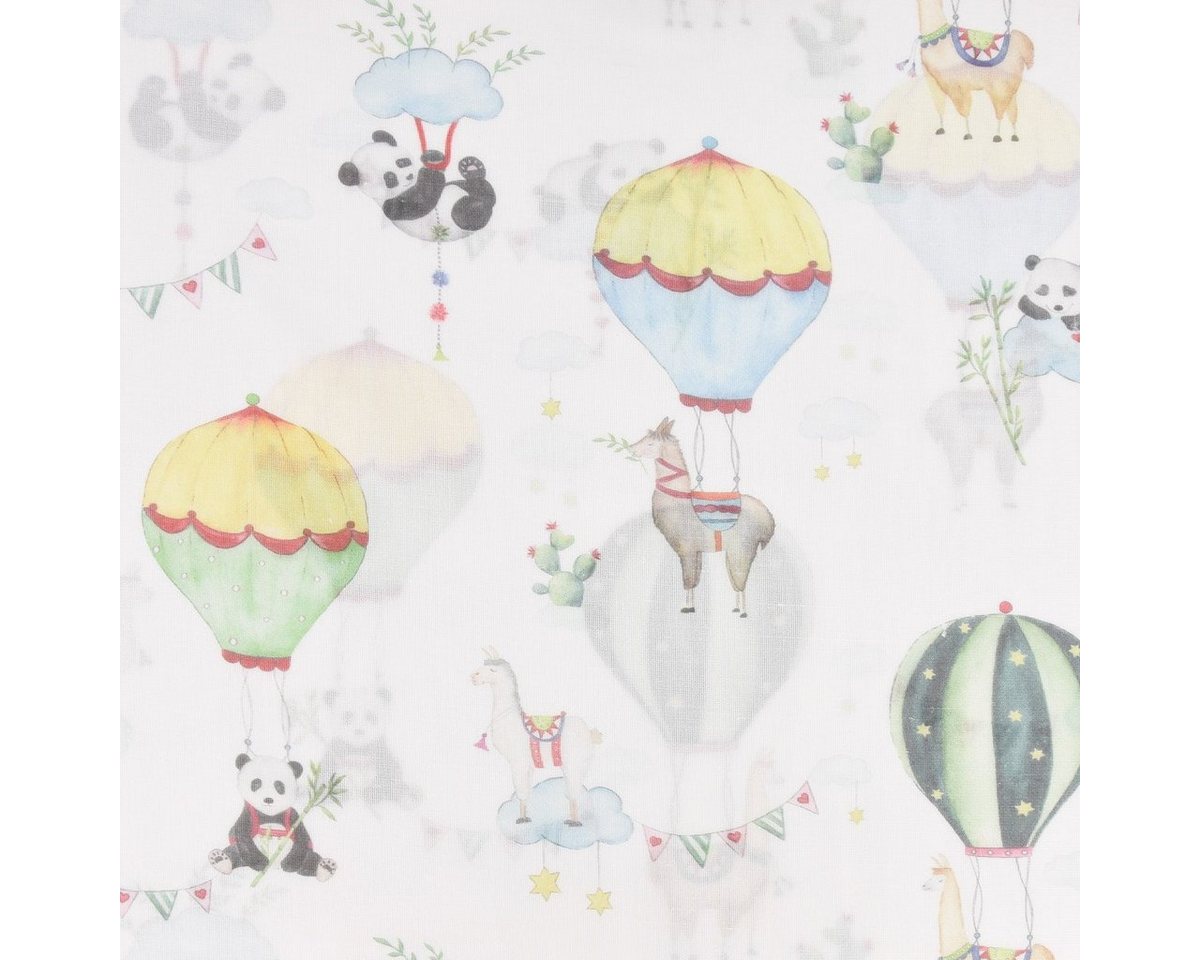 Thumbnail - Stoff Gardinenstoff Kinderzimmerstoff halb-transparent Lamarama Lamas, Panda