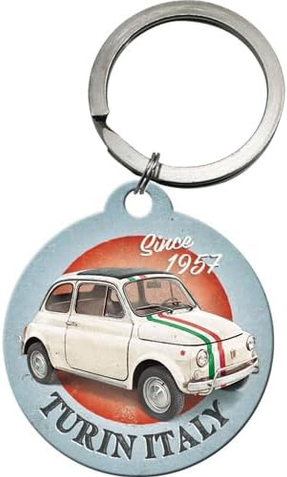 Nostalgic-Art Schlüsselanhänger mit Gravur Schlüsselanhänger - Fiat 500 - Turin Italy