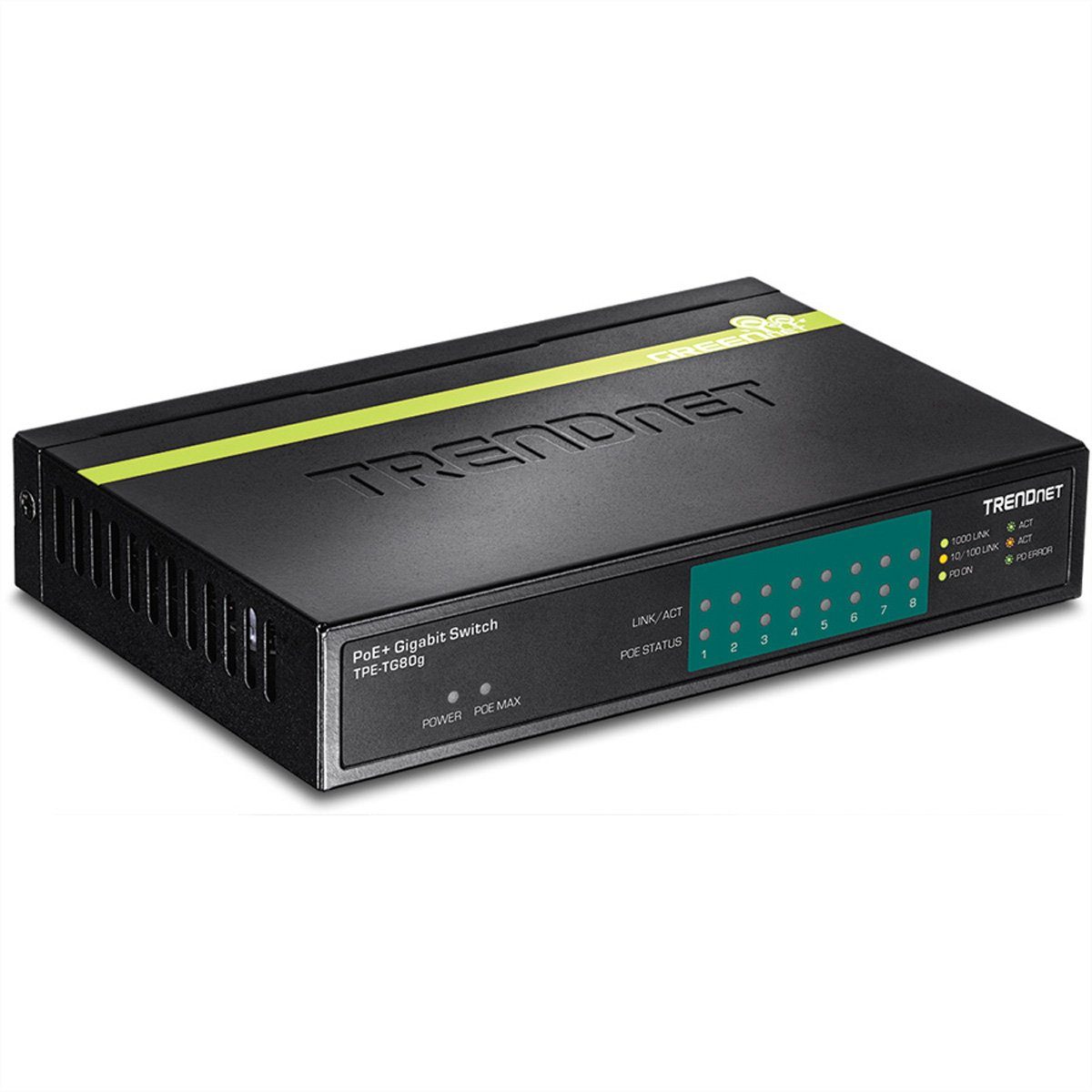 Trendnet Gigabit GREENnet Switch 8-Port PoE Netzwerk-Switch TPE-TG80g