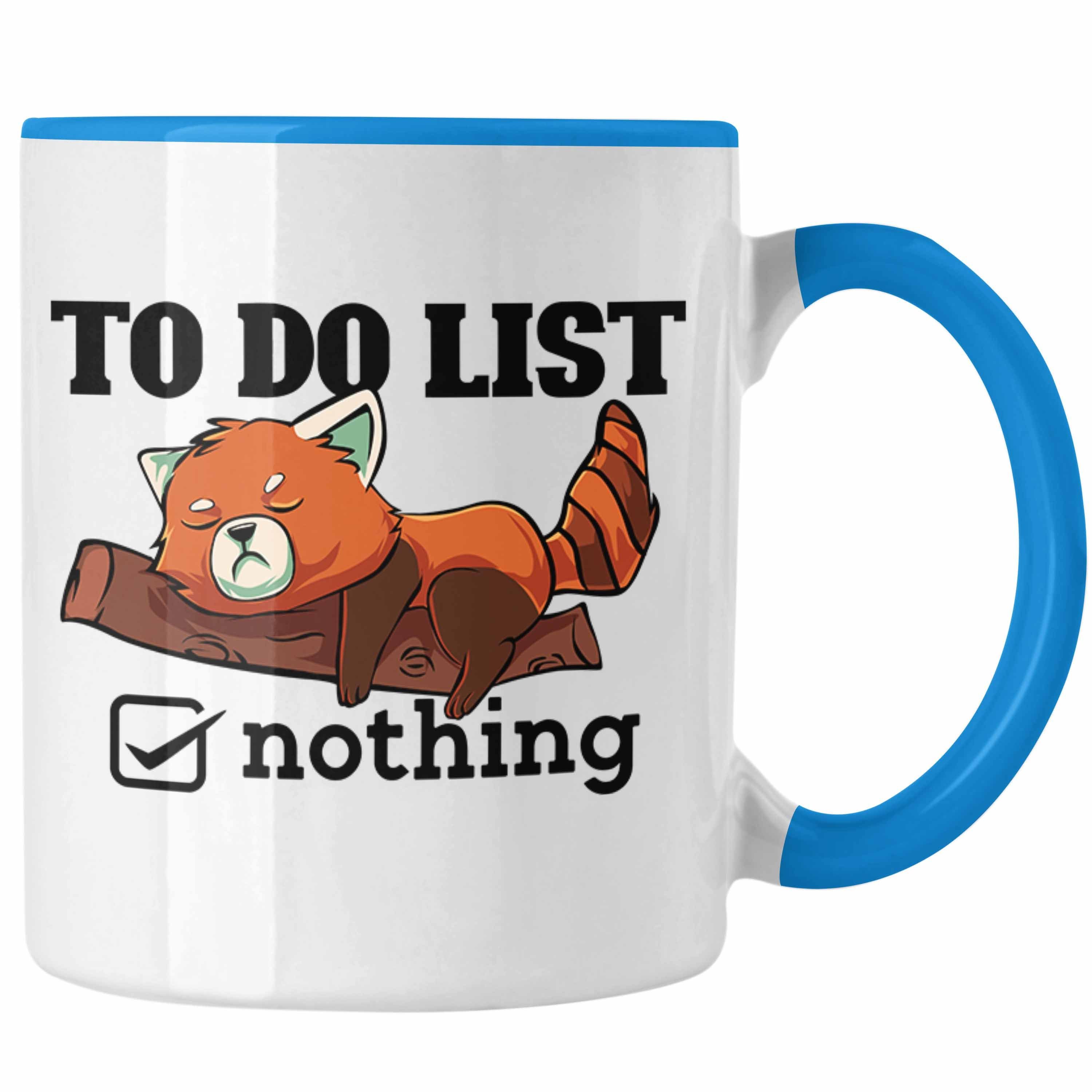 Trendation Tasse Lustige Roter Panda Tasse Witziges Geschenk für Tierliebhaber Blau