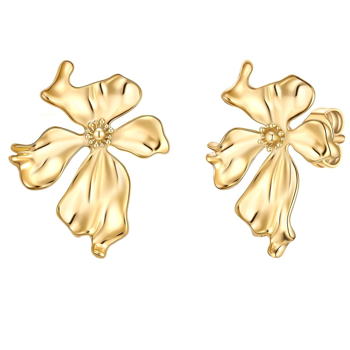 Paar Ohrstecker Blume gelbgold