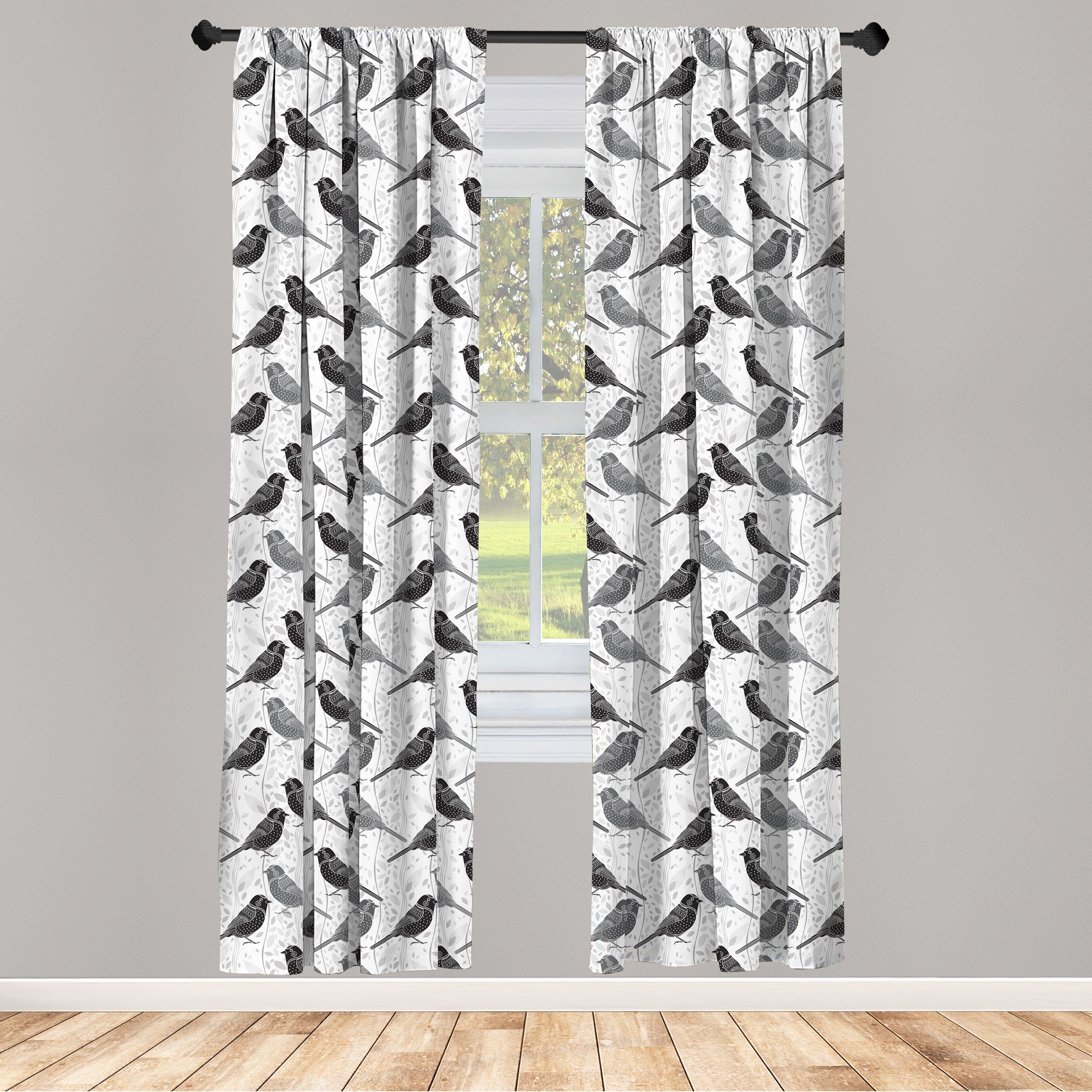 Gardine Vorhang für Wohnzimmer Schlafzimmer Vögel Microfaser, Abakuhaus, Northern Mockingbirds Dekor