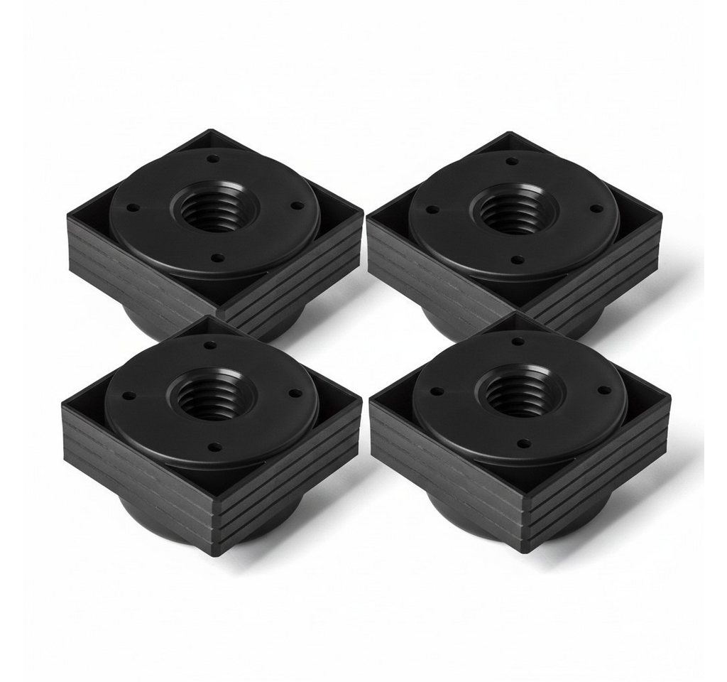 SO-TECH® Möbelfuß Sofafüße HOTEL - schwarz - mit Bodengleitern, (4-St), 4er Set, eckig, höhenverstellbar von 25 - 35 mm