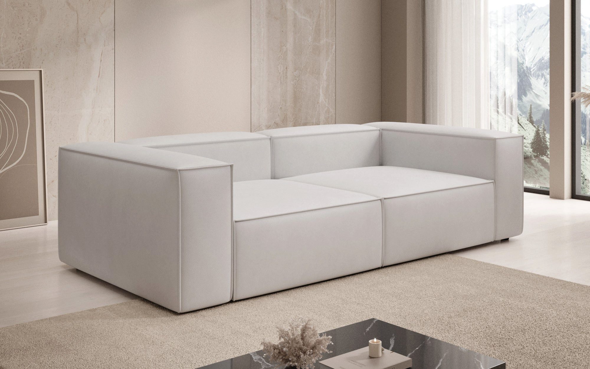 Luxusbetten24 Sofa Designer Sofa Lesley 3 Sitzer, mit Bezug aus Echtleder
