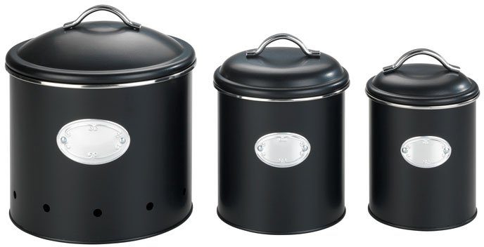 WENKO Vorratsdose Modell Nero, Metall, (1-tlg), luftdurchlässige Dose im Retro-Design, ideal für Zwiebeln & Kartoffeln