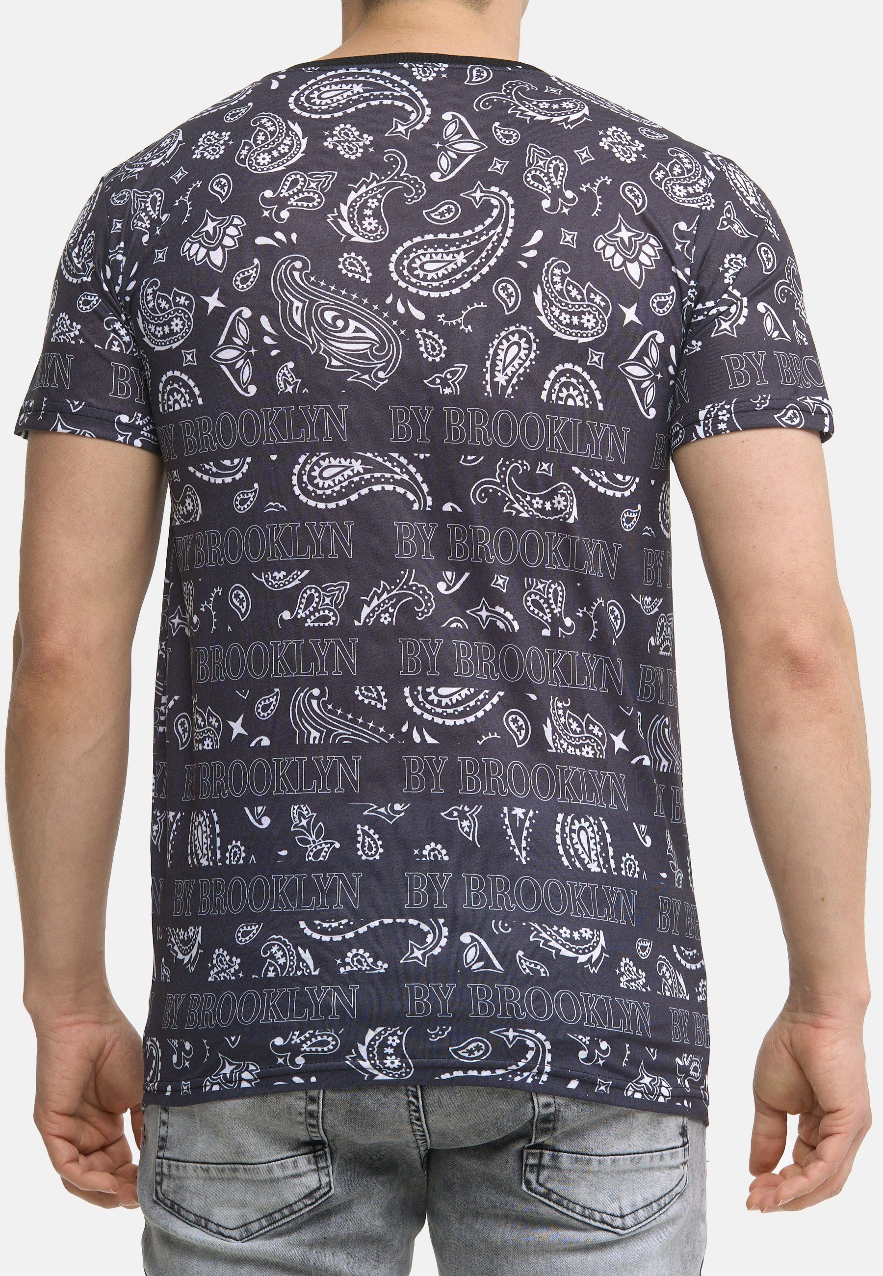 Herren T-Shirt Oberteil Printshirt 1-tlg) Polo Tee Code47 T-Shirt (Longsleeve Schwarz Code47 Shortsleev Shirt, Designer