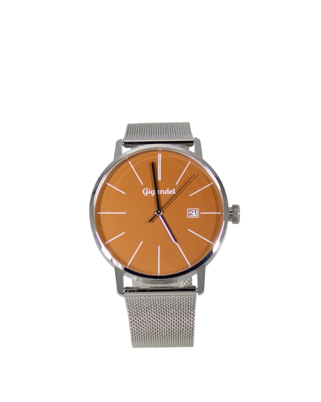 Gigandet Quarzuhr Armbanduhr Herren Edelstahl Silber Cognac G42-022, Mineralglas, Datumsanzeige