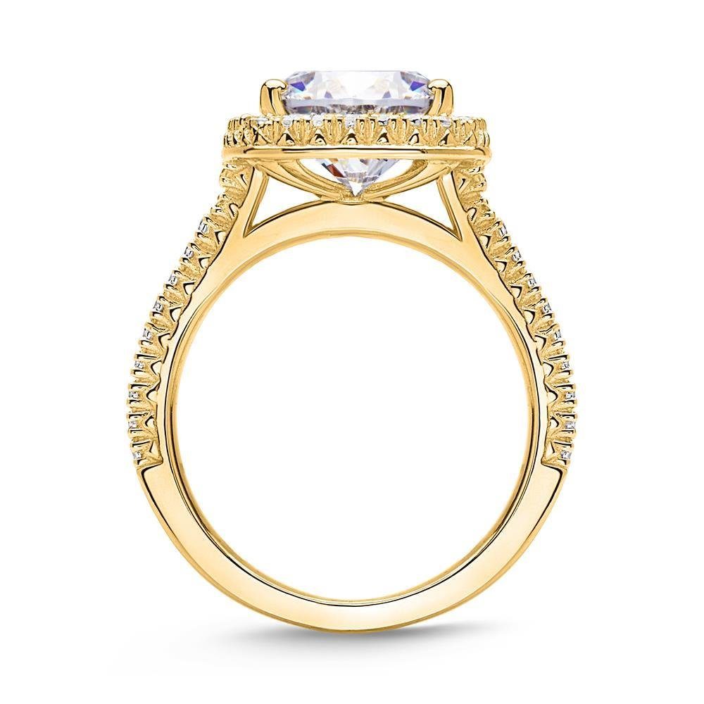 JEWLIX Verlobungsring Halo-Pavé Ring aus vergoldetem 925er Silber mit Zirkonia VR0124-G