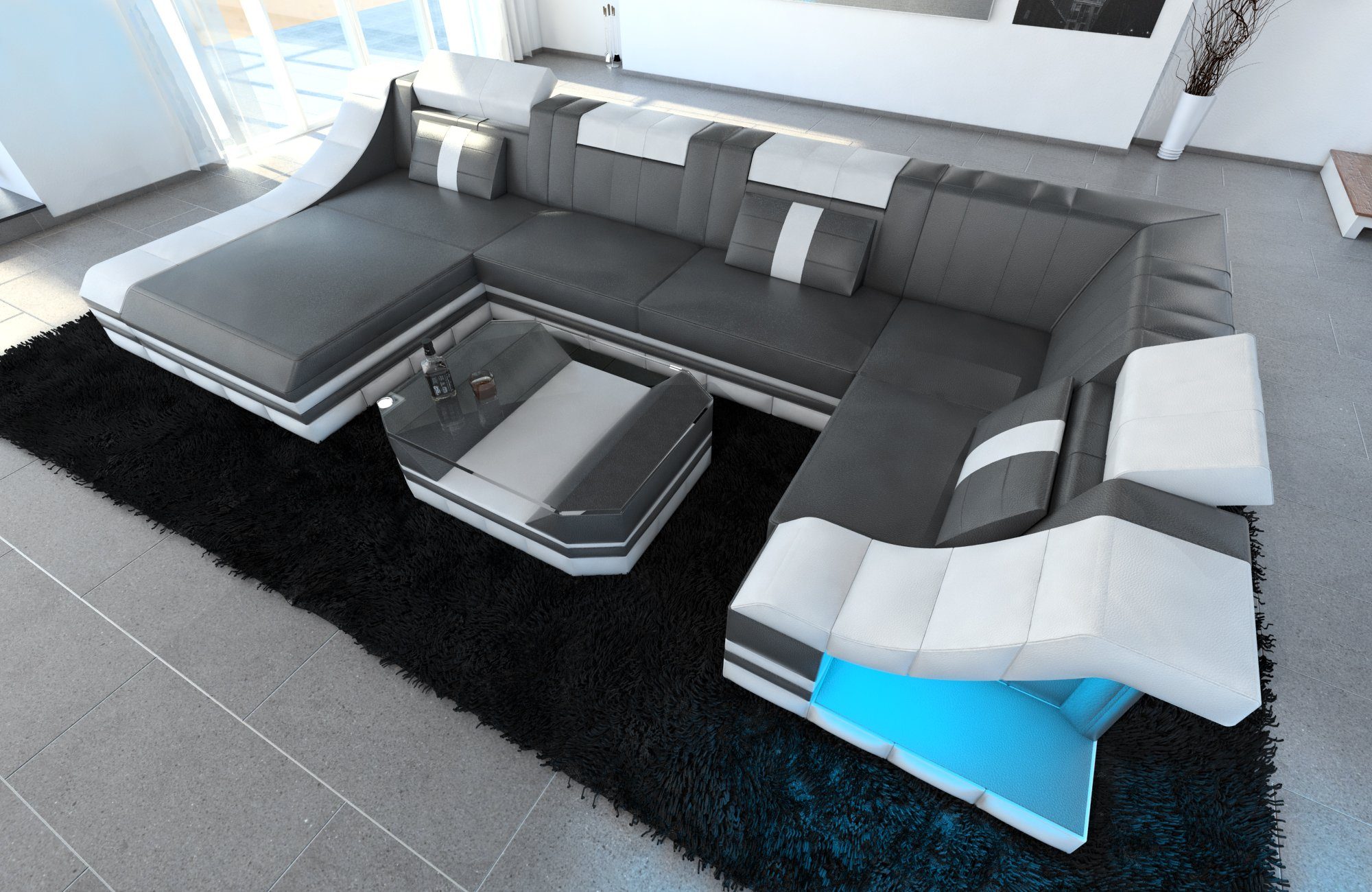 Sofa Dreams Wohnlandschaft Ledersofa Ledercouch Turino U Form Leder Sofa, C günstig online kaufen