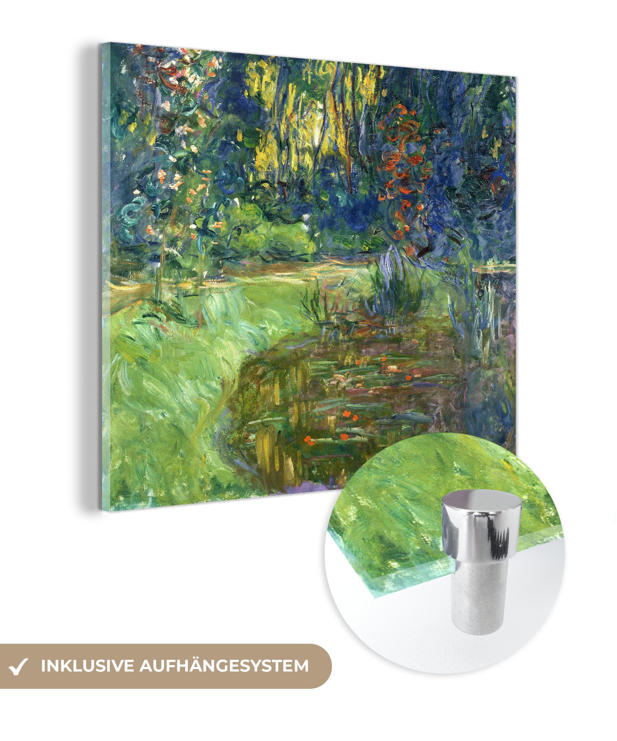 MuchoWow Acrylglasbild Teich mit Seerosen - Claude Monet, (1 St), Glasbilder - Bilder auf Glas Wandbild - Foto auf Glas - Wanddekoration