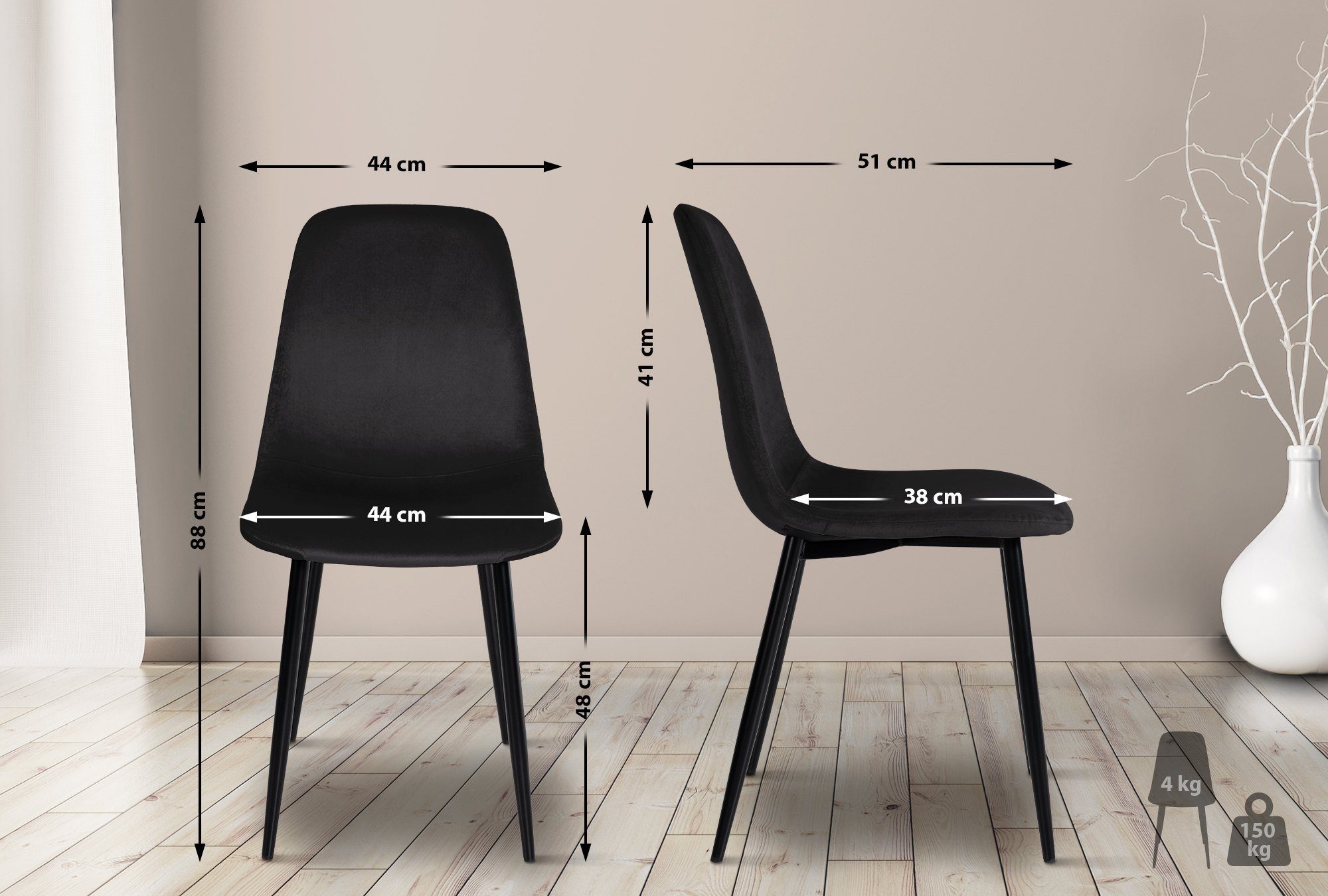 CLP Esszimmerstuhl Napier (4er Set), Metall, günstig online kaufen