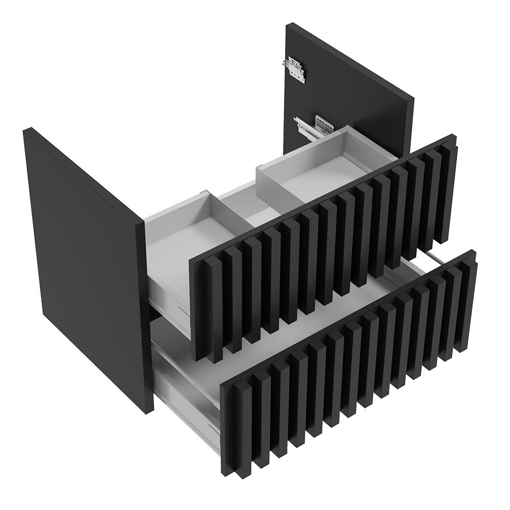 Waschbeckenunterschrank Waschtisch cm NANTES-107 80 Unterschrank 80/56/45 Lomadox schwarz Lamellen, cm