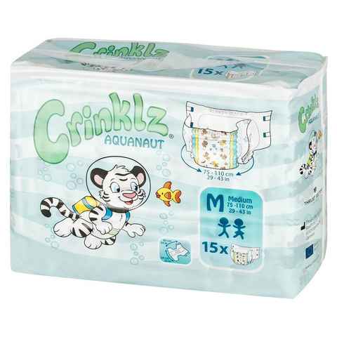 Crinklz Windeln Crinklz Aquanaut - M (75-110 cm) (15-St., Windeln mit Folie und Tauchermotiven)