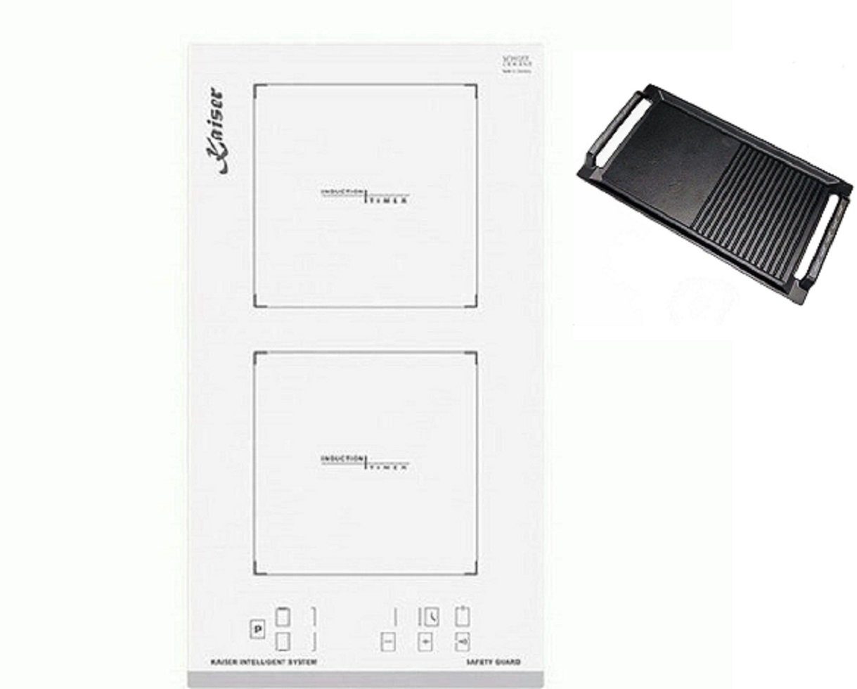 Kaiser Küchengeräte Induktions-Kochfeld, Weißes Glas, Facette vorne,30 cm, Domino Induktionskochfeld