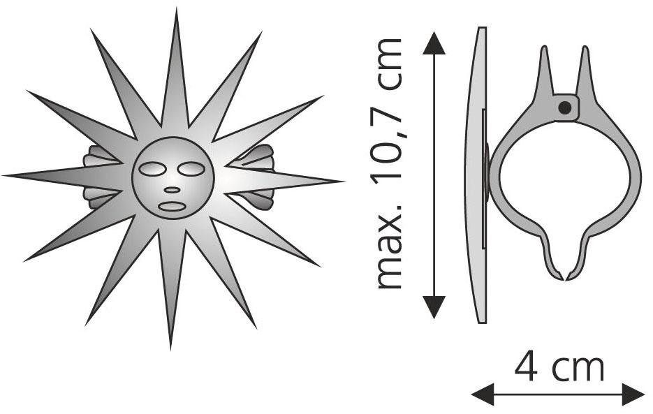 Dekoklammer Sonne, Gardinen, Vorhänge Vorhänge, silberfarben Liedeco, 2-St), für (Packung, Gardinen
