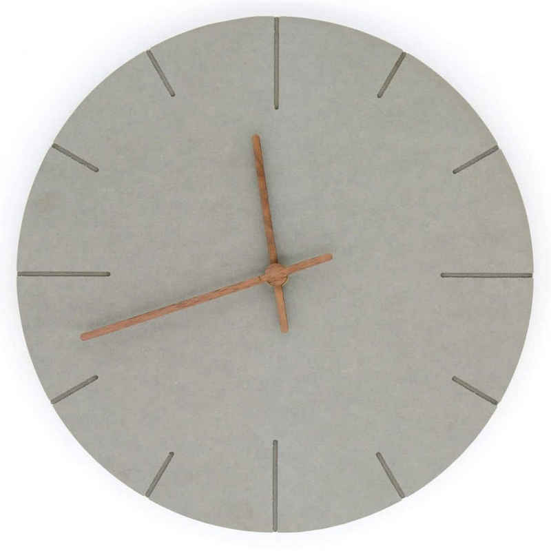 K&L Wall Art Wanduhr »Lautlose MDF Holz Wanduhr Grau Retro Uhr modern Uhrzeiger aus Holz« (30 cm groß, lautlos, ohne Ticken)