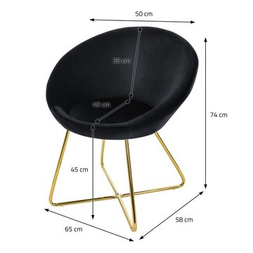 ML-DESIGN Stuhl Esszimmerstuhl aus Samt Schalenstuhl mit Metallbeine (1 St), Küchenstuhl Schwarz 65cmx58cmx74cm mit Gold Metallbeine