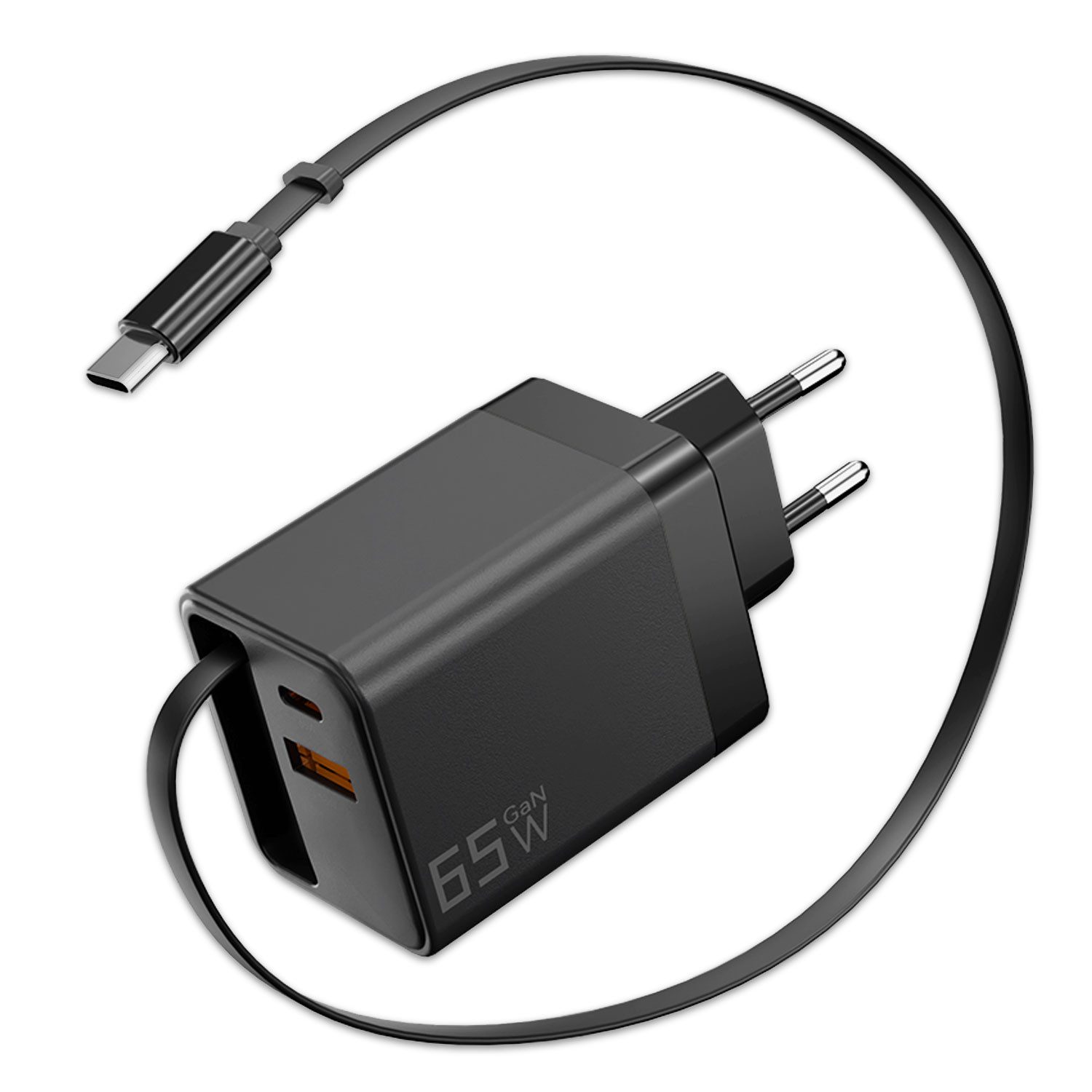 keepdrum keepdrum USB-Schnell-Ladegerät GaN65 3 Anschlüsse 65 Watt Ladestation (Fast-Charger, Leistungsstarkes USB-Ladegerät für 3 Geräte)