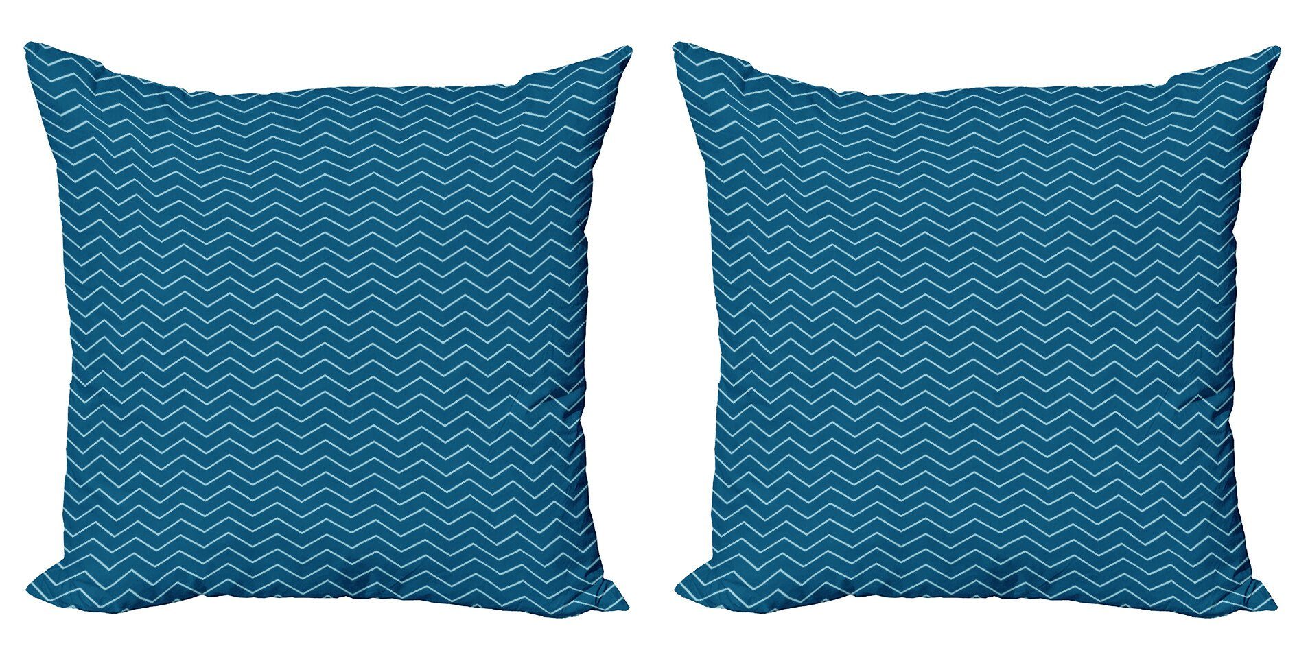 Zigzags blau Navy (2 Modern Accent Abakuhaus Chevron-Linien Digitaldruck, Kissenbezüge Stück), Doppelseitiger