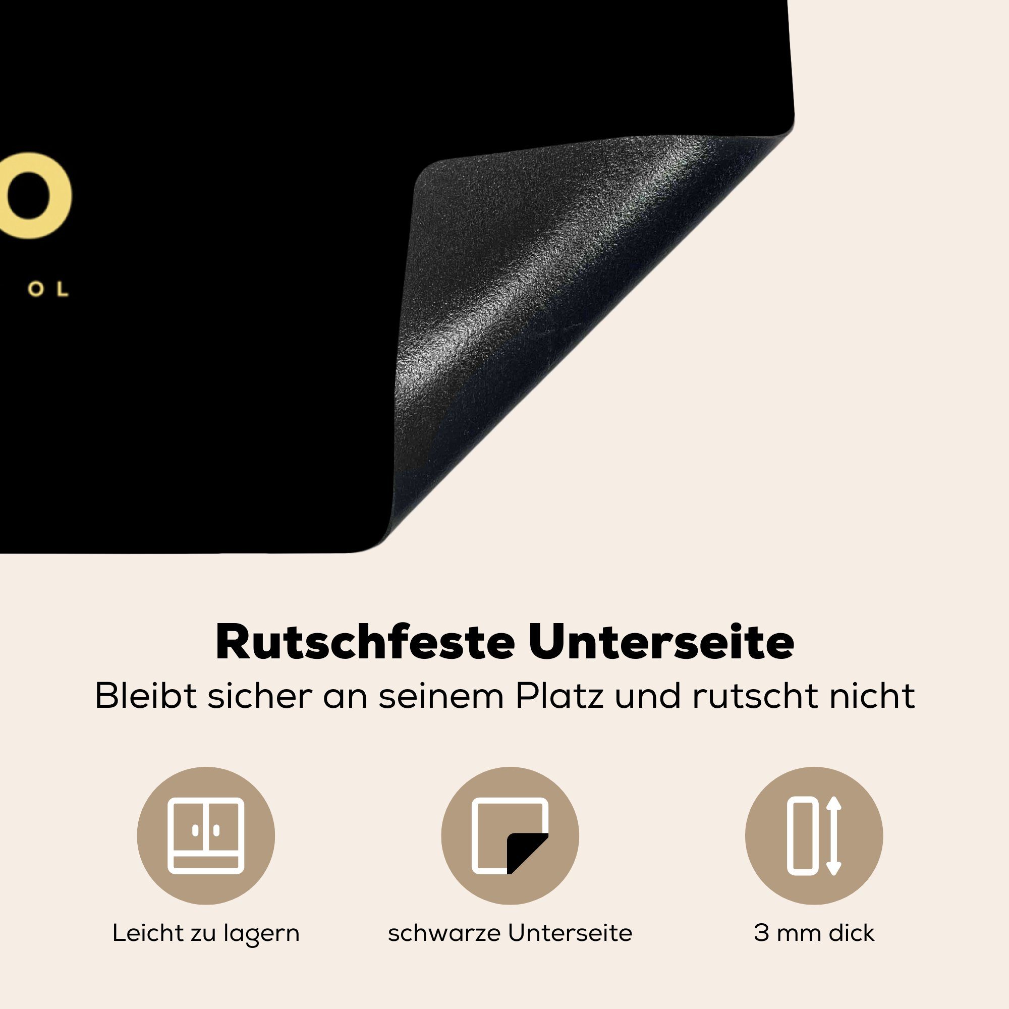 Tokio Herdblende-/Abdeckplatte cm, küche Arbeitsplatte (1 Ceranfeldabdeckung, 78x78 MuchoWow Schwarz Stadtplan Gold, - - und tlg), für Vinyl,