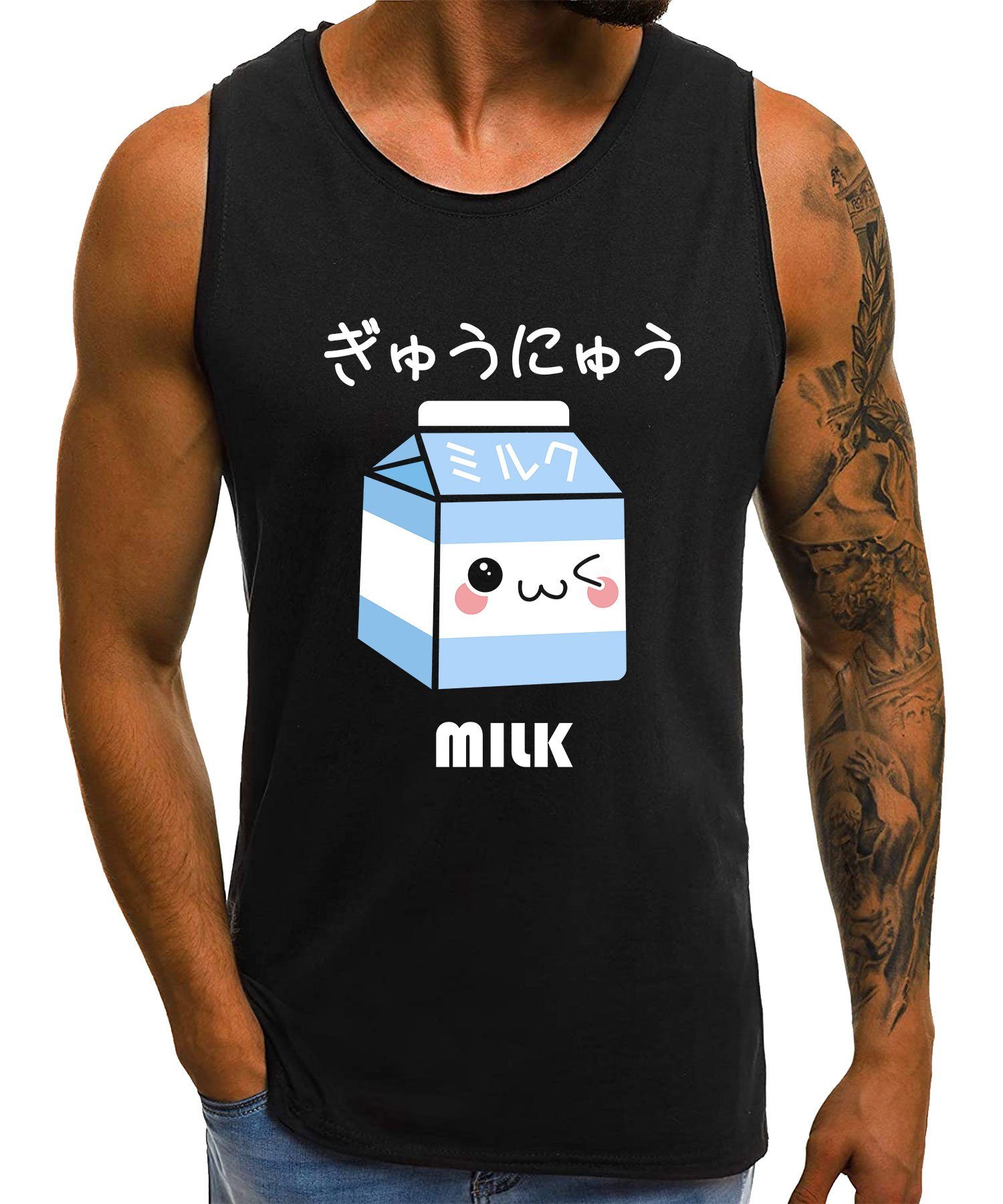 Quattro Formatee Achselhemd Milk - Anime Japan Ästhetik Herren Tank-Top (1-St)