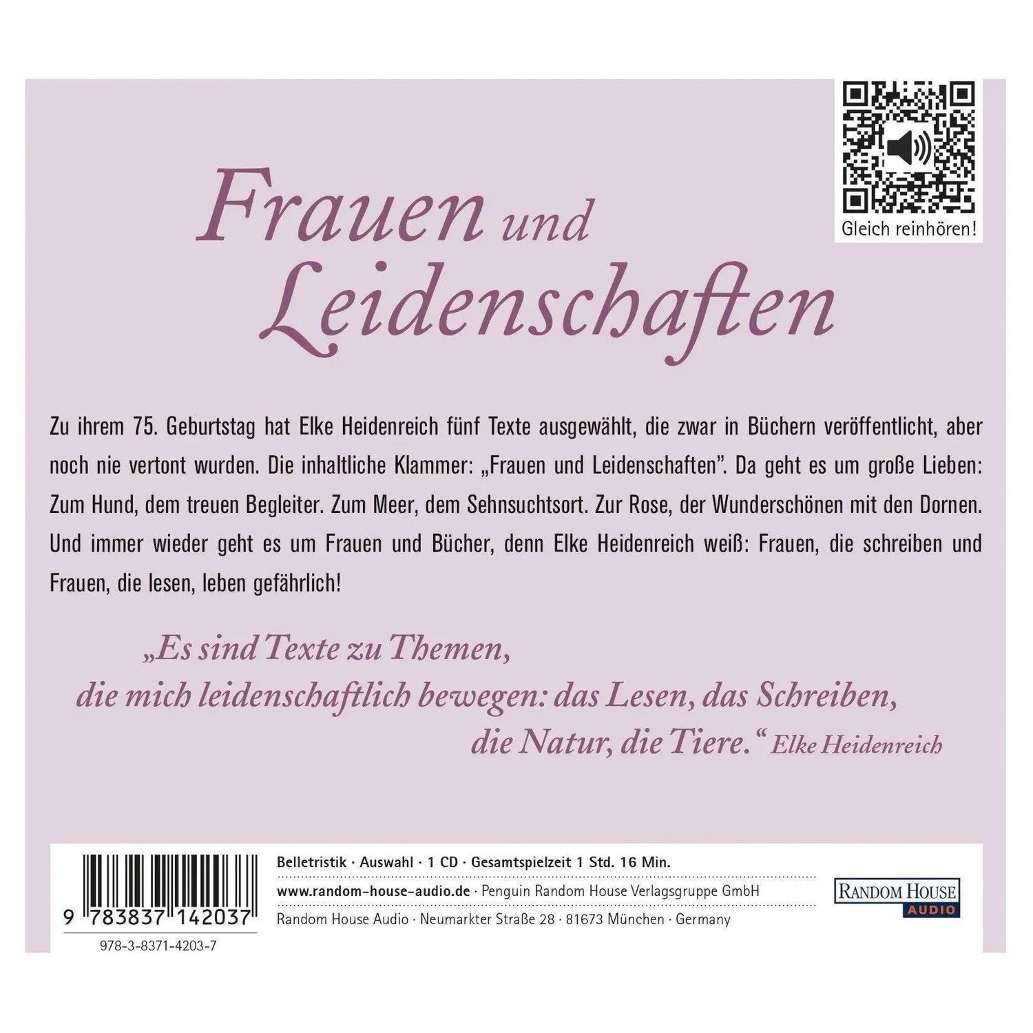 Random House Verlag Hörspiel Frauen und Leidenschaften