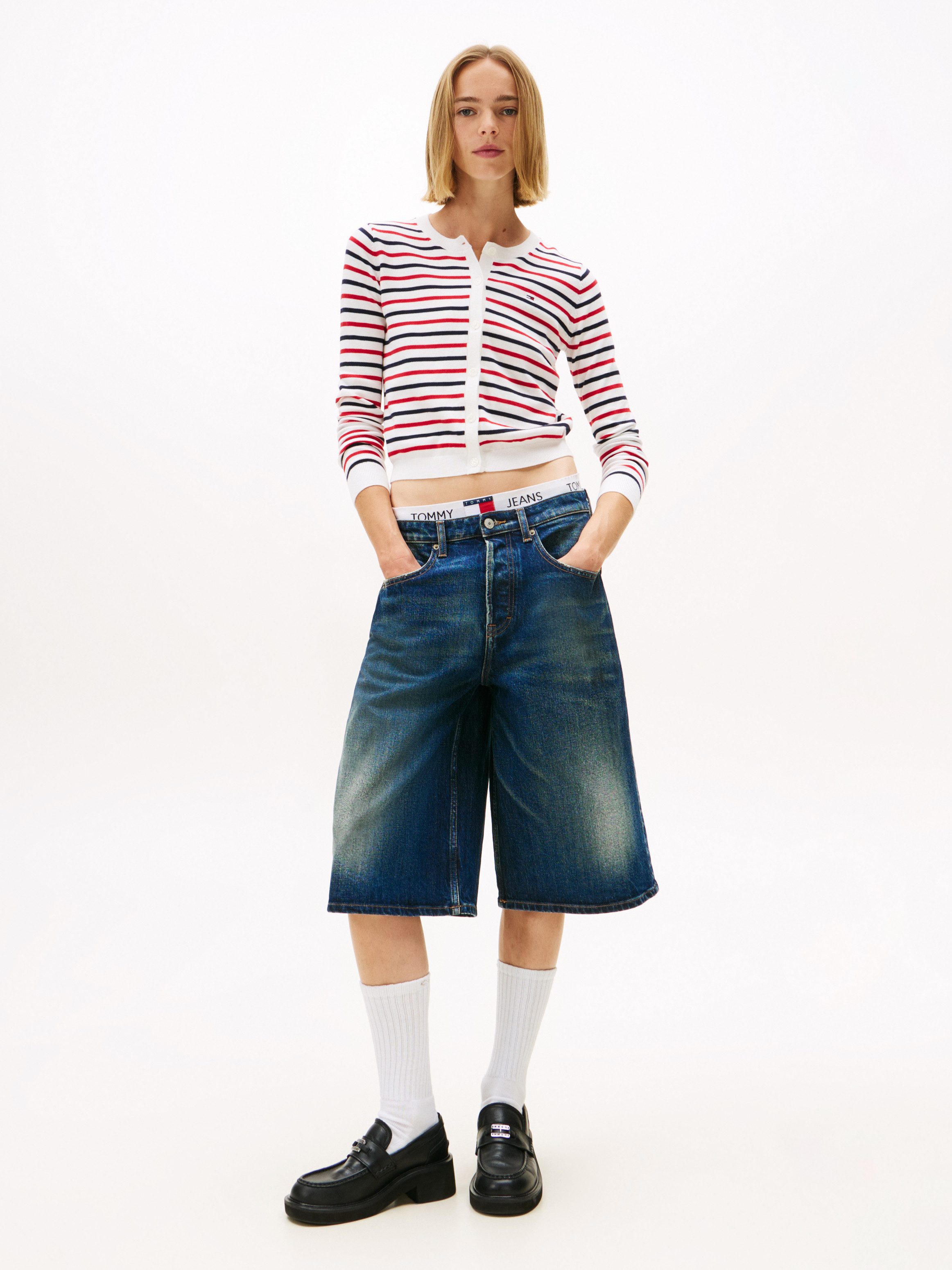 Tommy Jeans Strickjacke TJW ESSENTIAL CREW NECK CARDIGAN Baumwolle