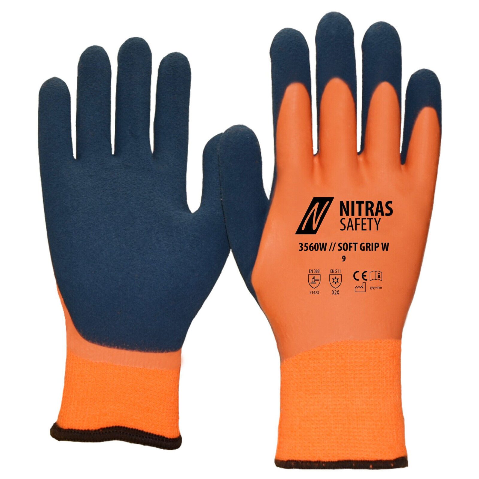 Nitras Winter-Arbeitshandschuhe Soft Grip Winterhandschuh Thermo latex gesandet 3560W (Packung, VPE= 12-72 Paar, Gr 8-11) Kälteblocker/Extrem weich und anschmiegsam